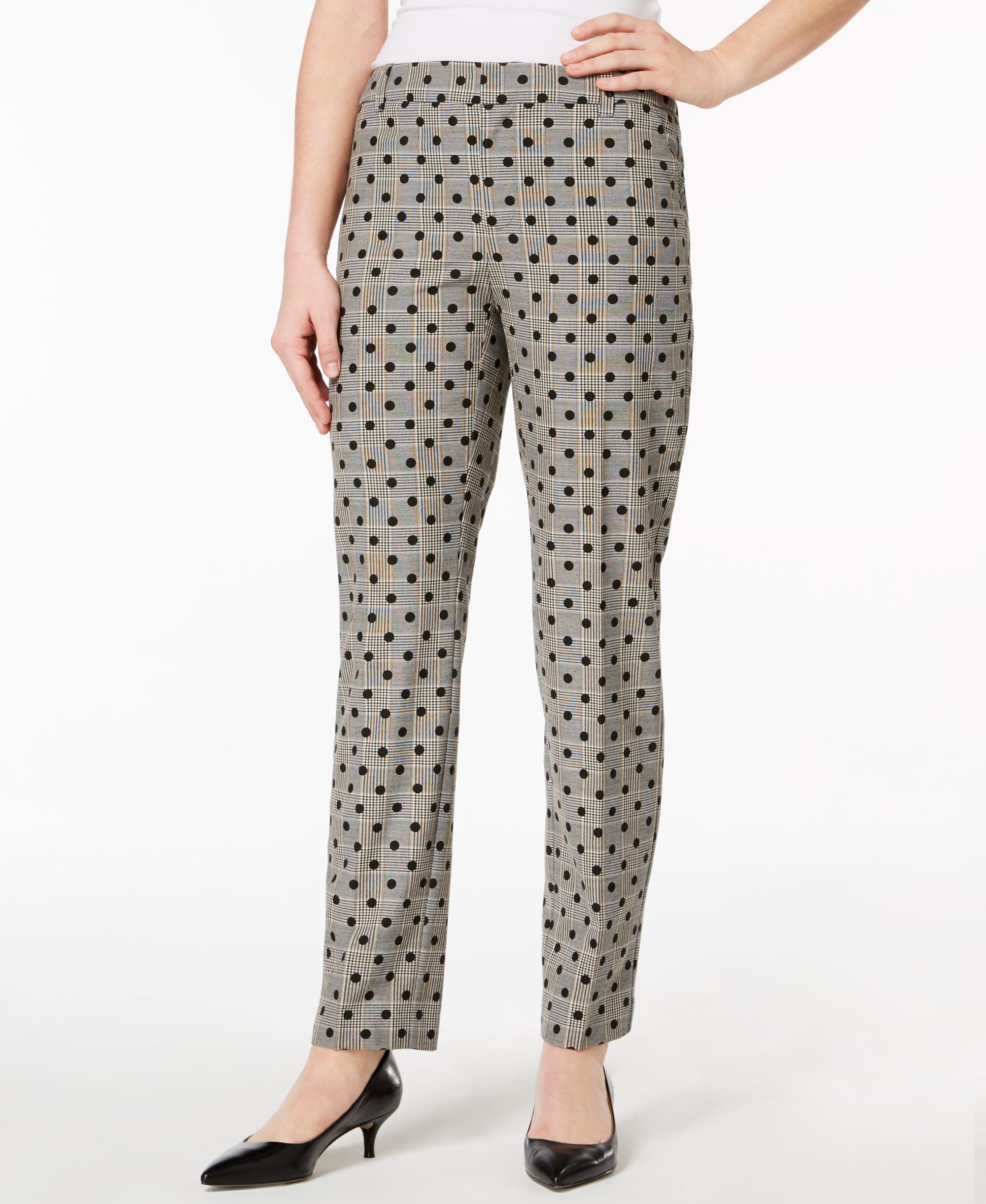 Charter Club Dot Print Plaid Ankle Pants