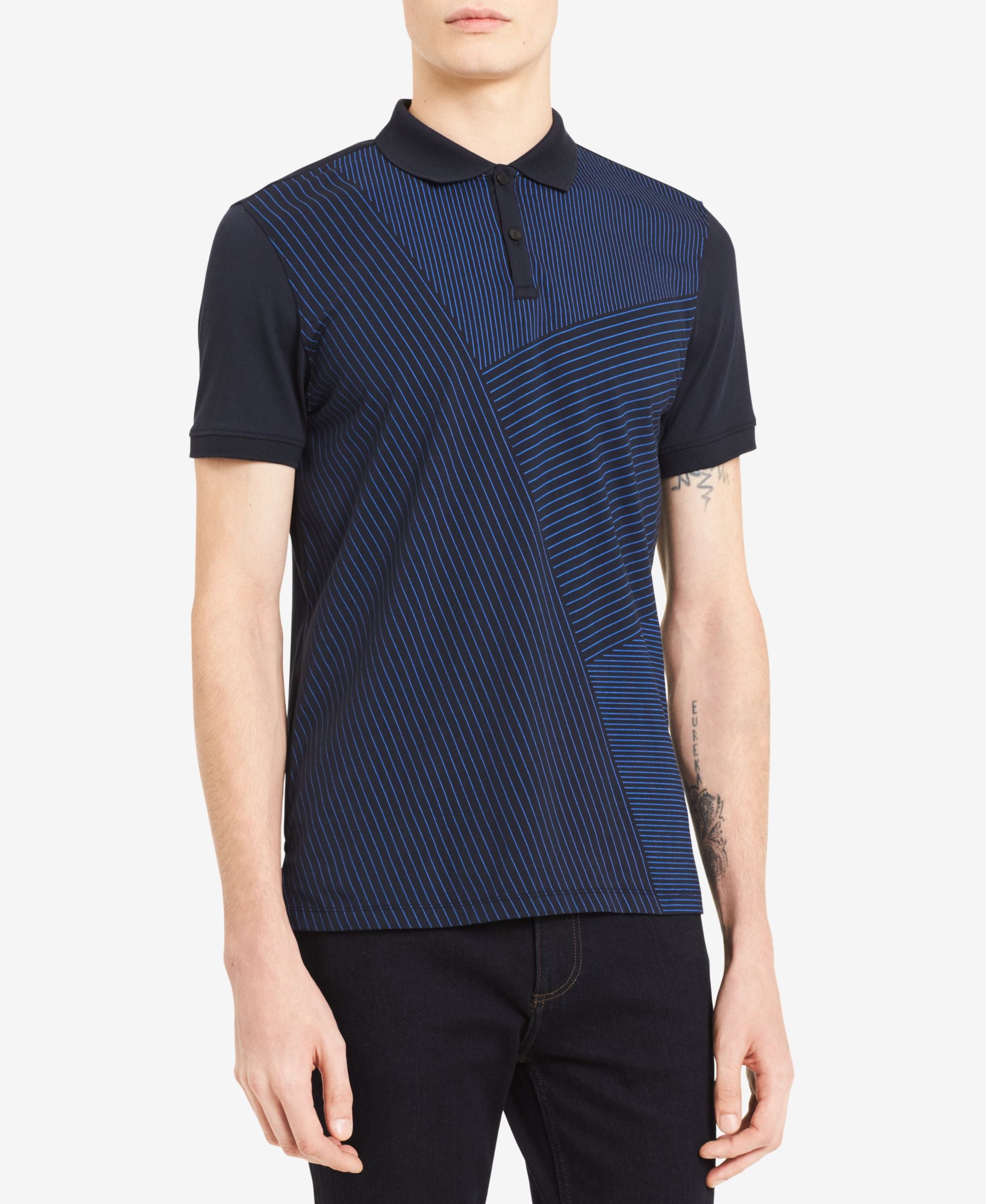 Calvin Klein Mens Lineal Print Polo