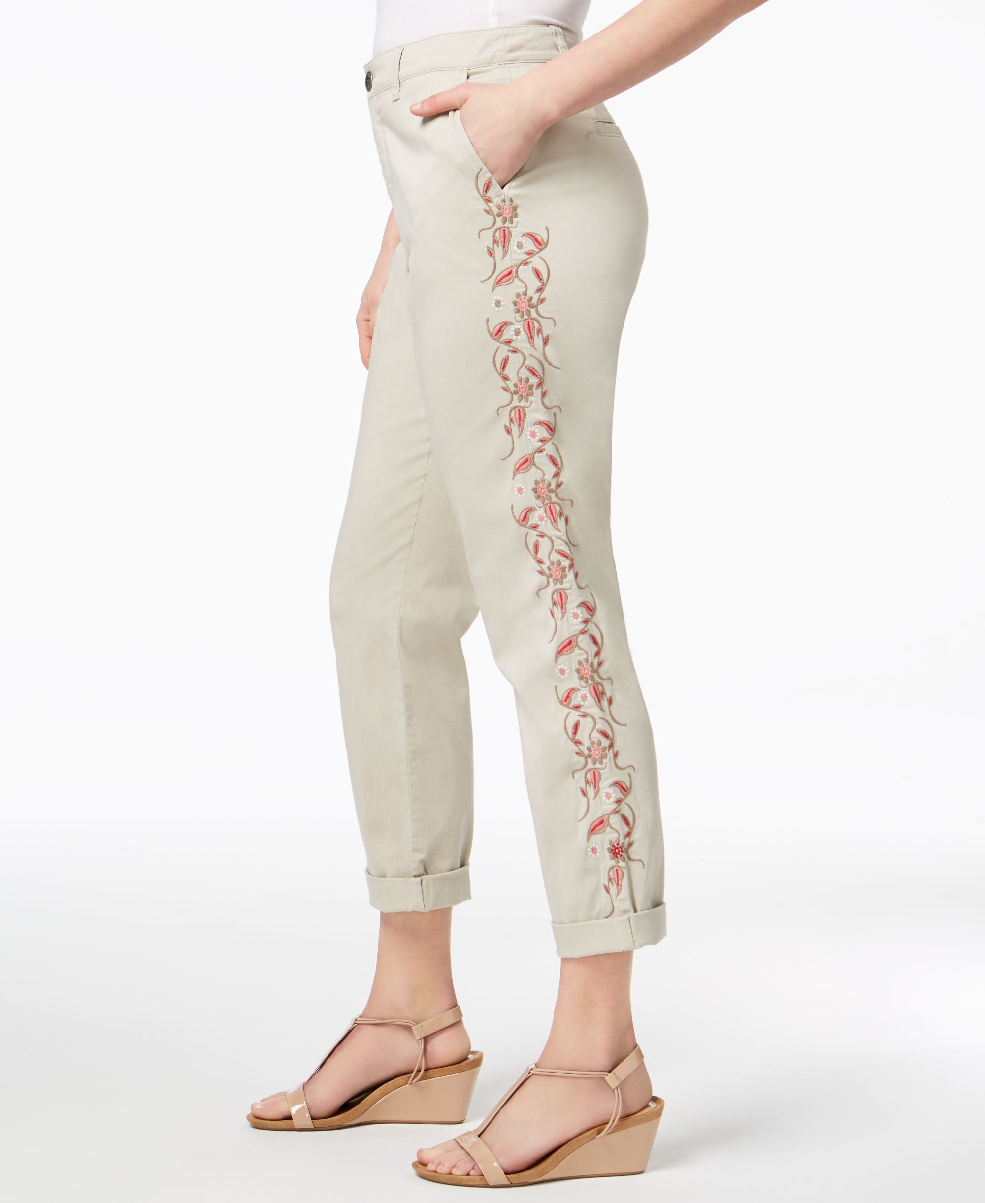 Embroidered Boyfriend Pants