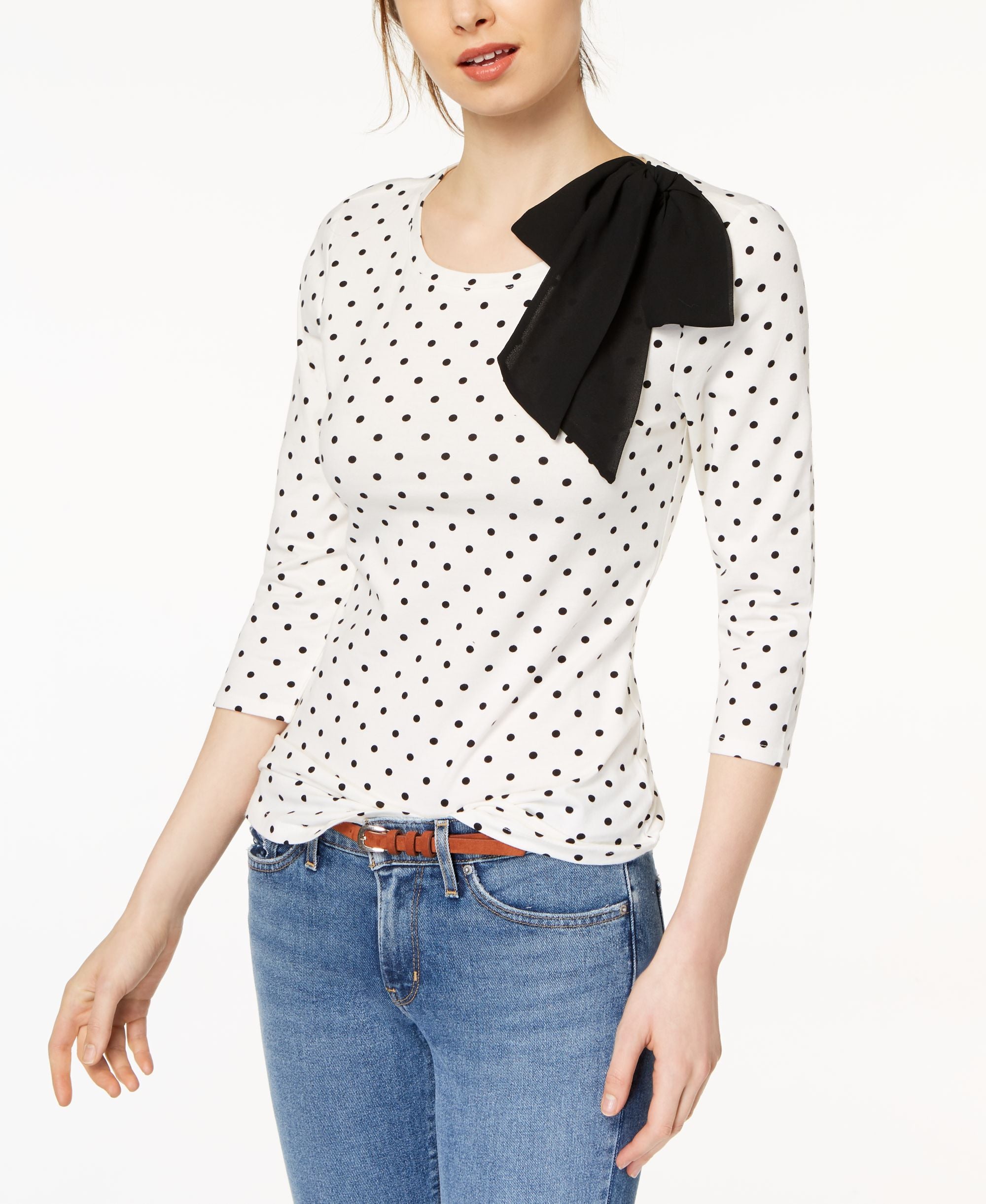 Maison Jules Dot Print Bow Detail Top
