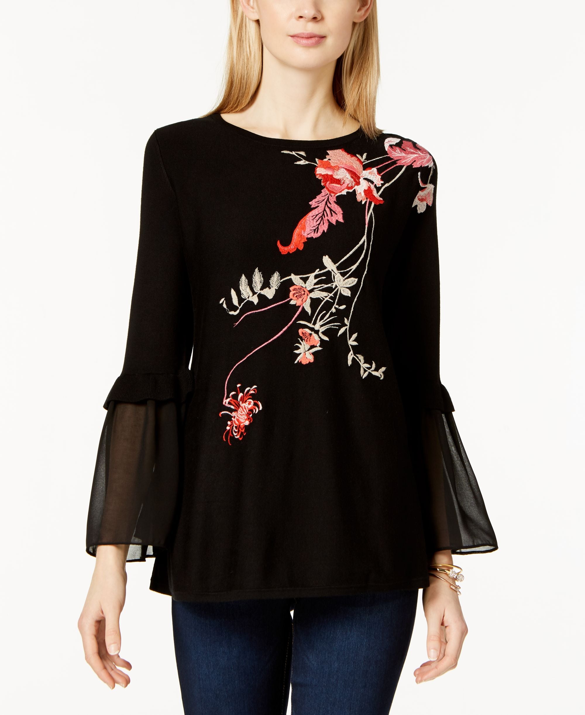 Alfani Embroidered Tunic Sweater