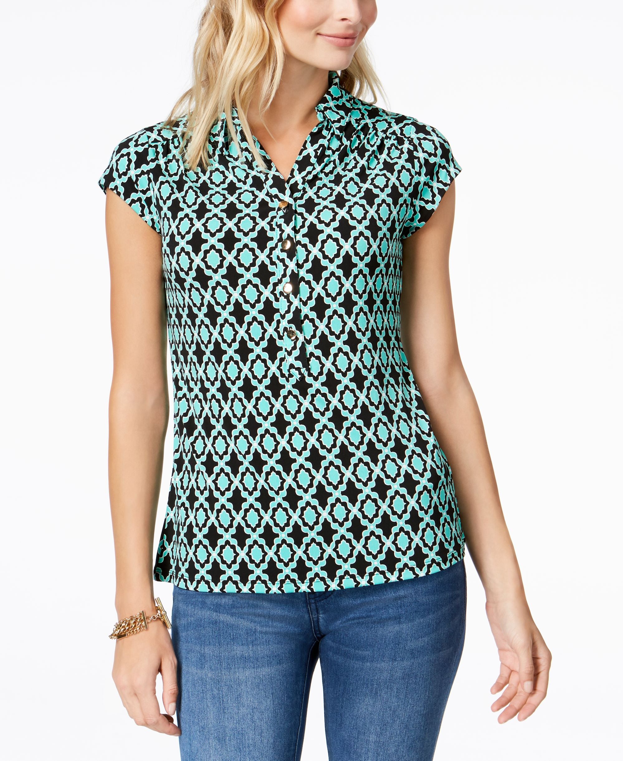 Charter Club Print Polo Top