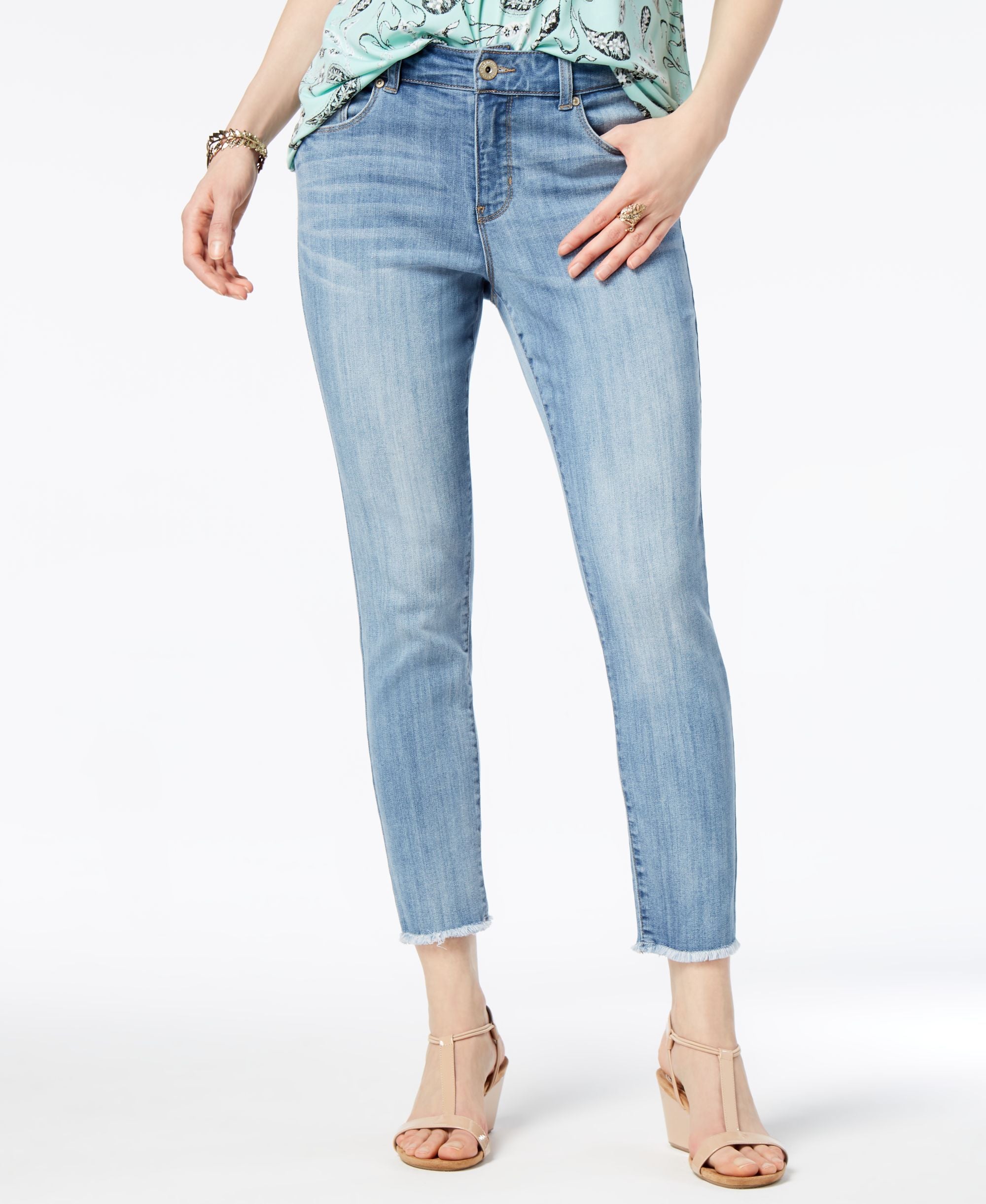 Style & Co Skinny Frayed Cuff Ankle Jeans