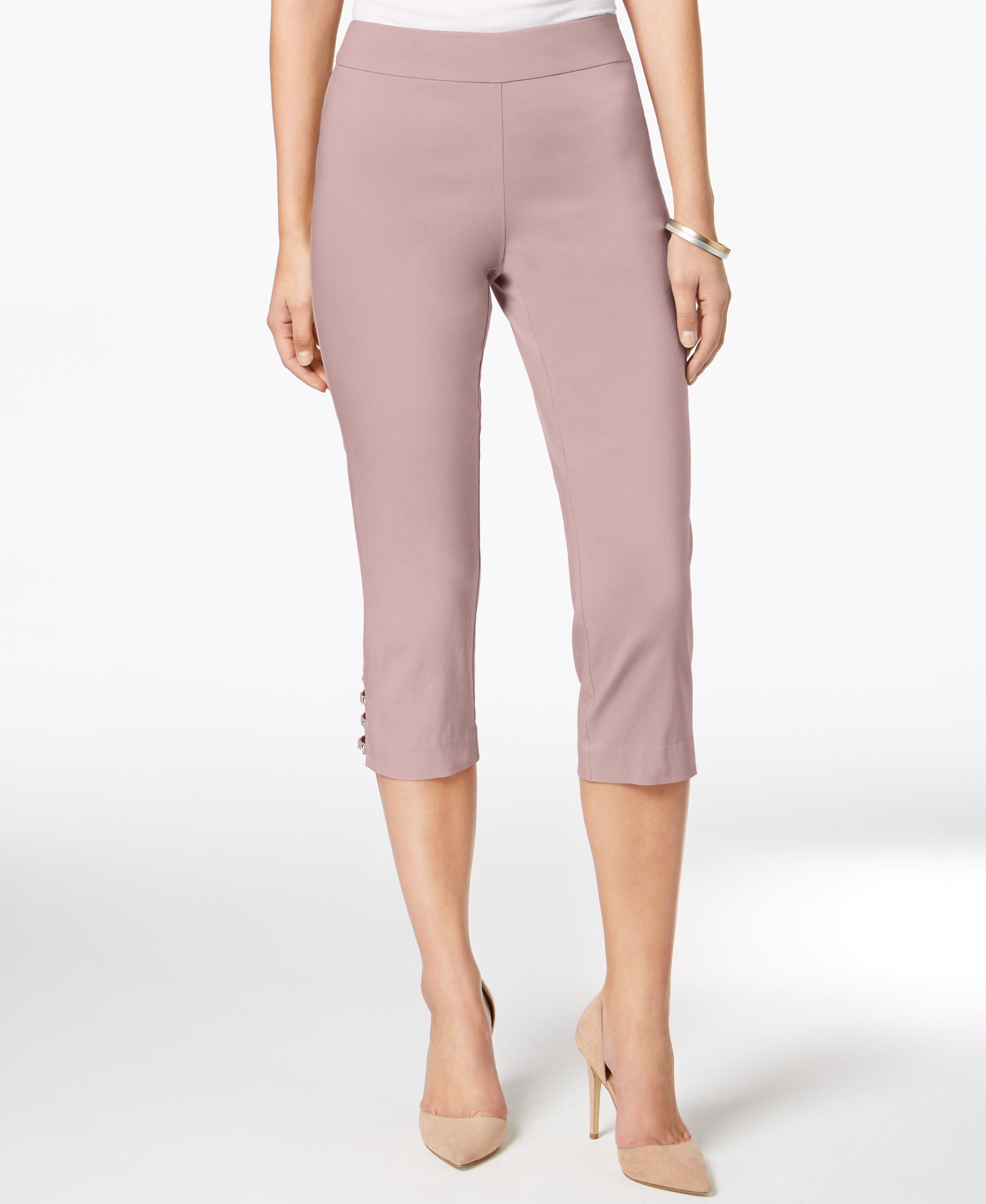 Petite Lattice-Hem Capri Pants