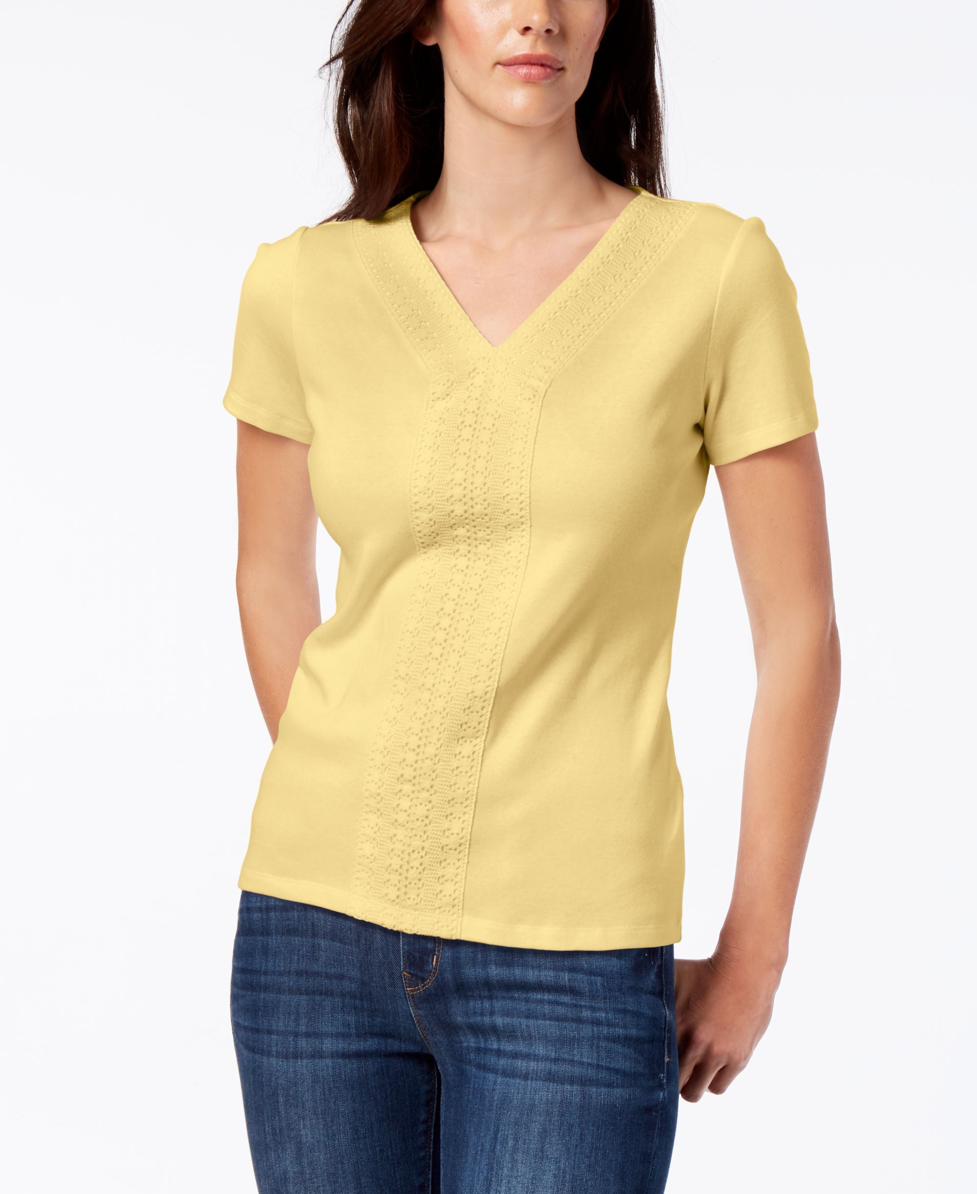 Karen Scott Crochet Trim T-Shirt