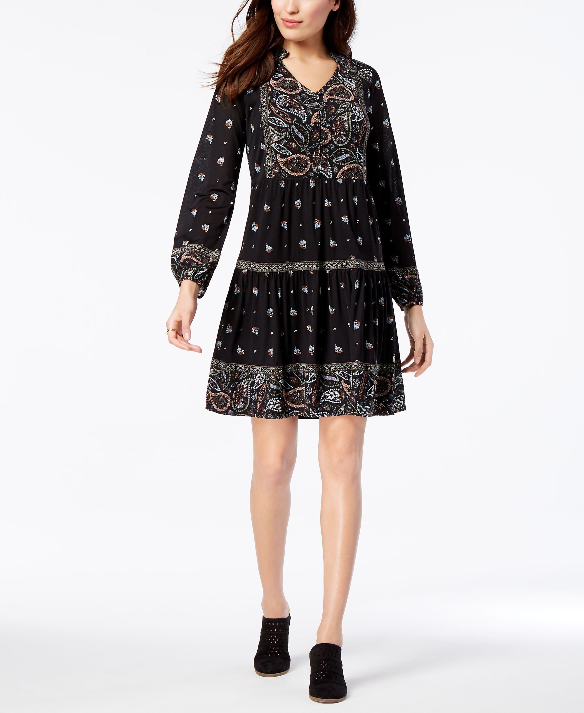 Style & Co Printed Fit Flare Dress