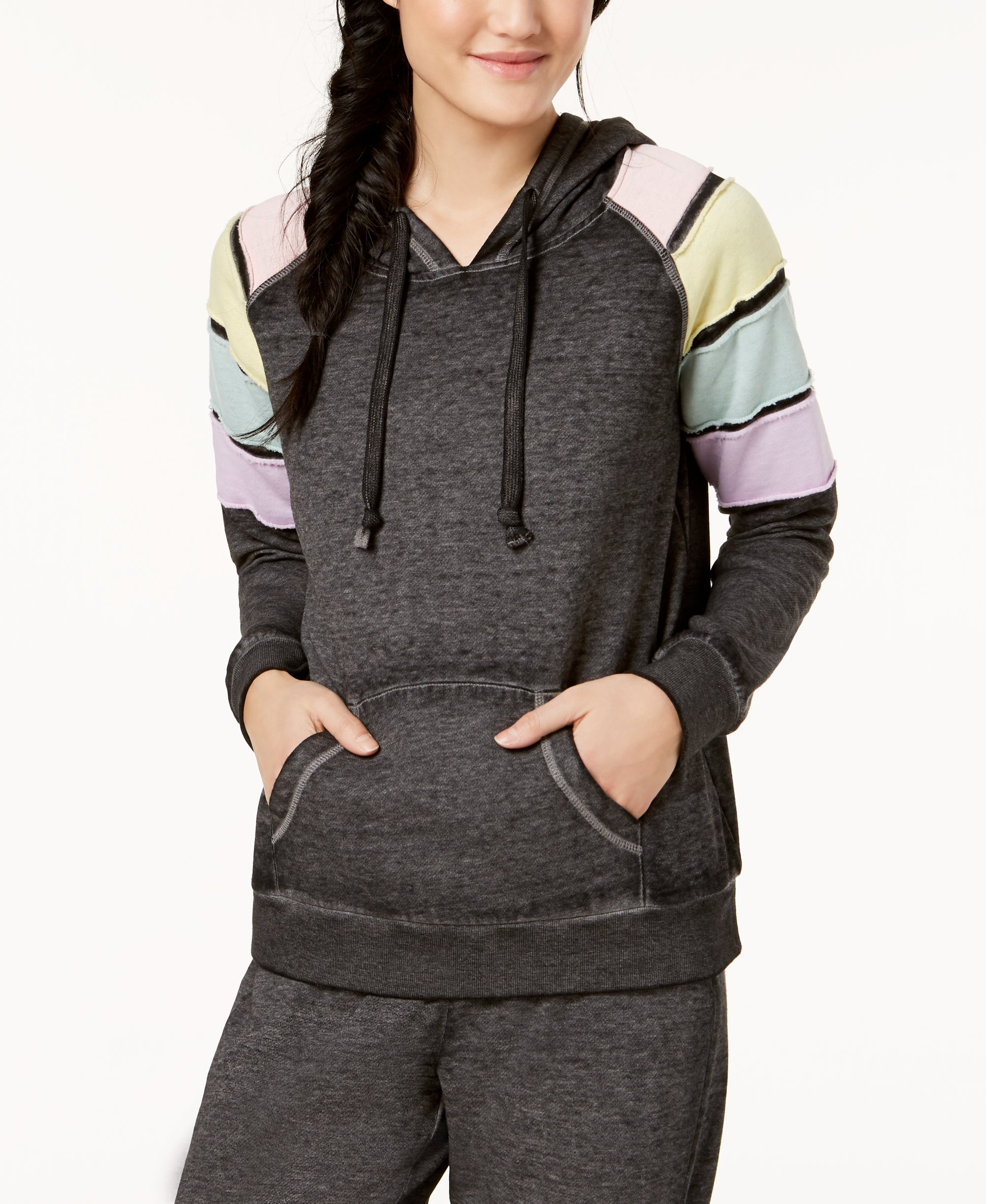 Juniors' Colorblocked Pullover Hoodie