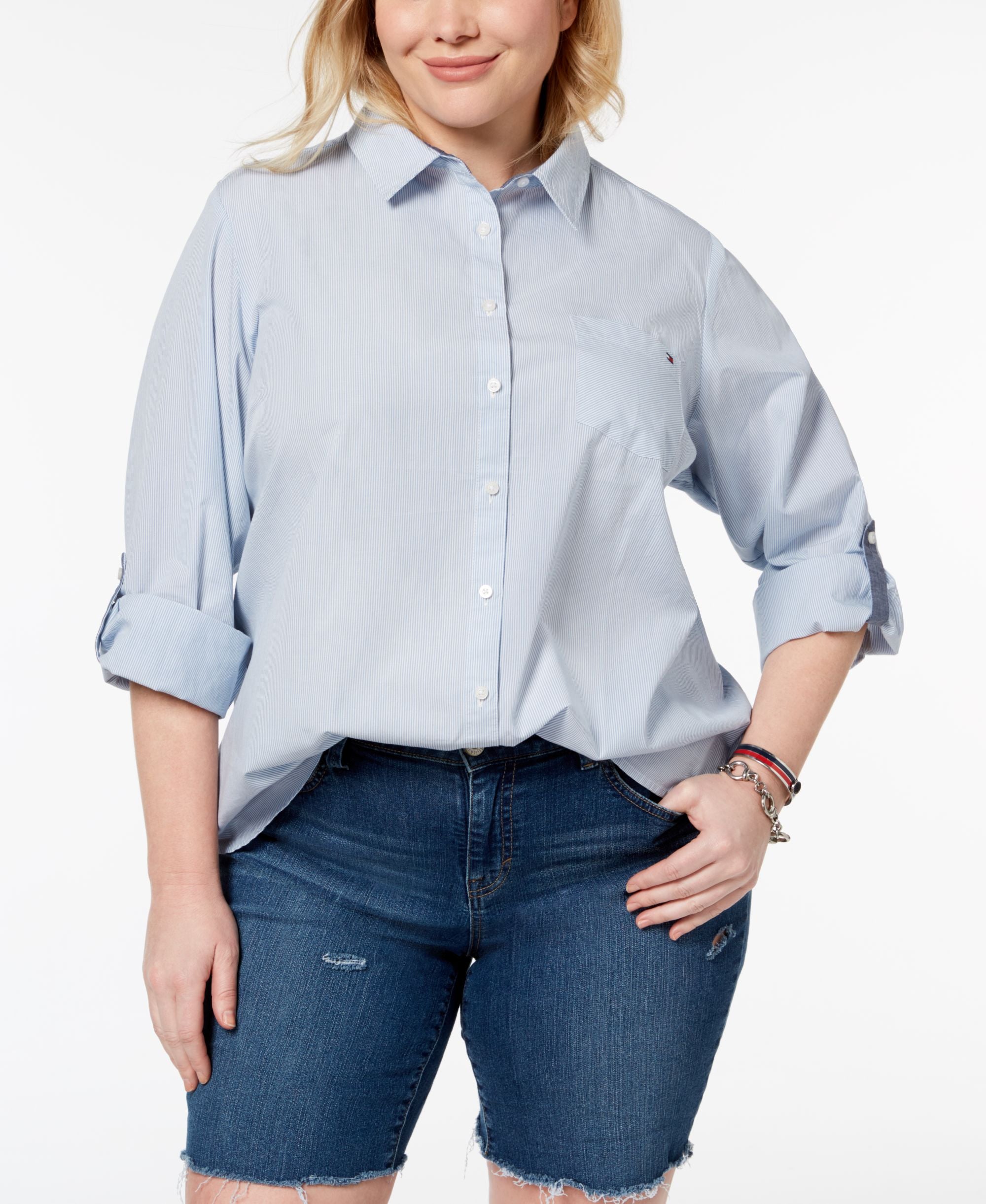 Plus Size Cotton Utility Shirt