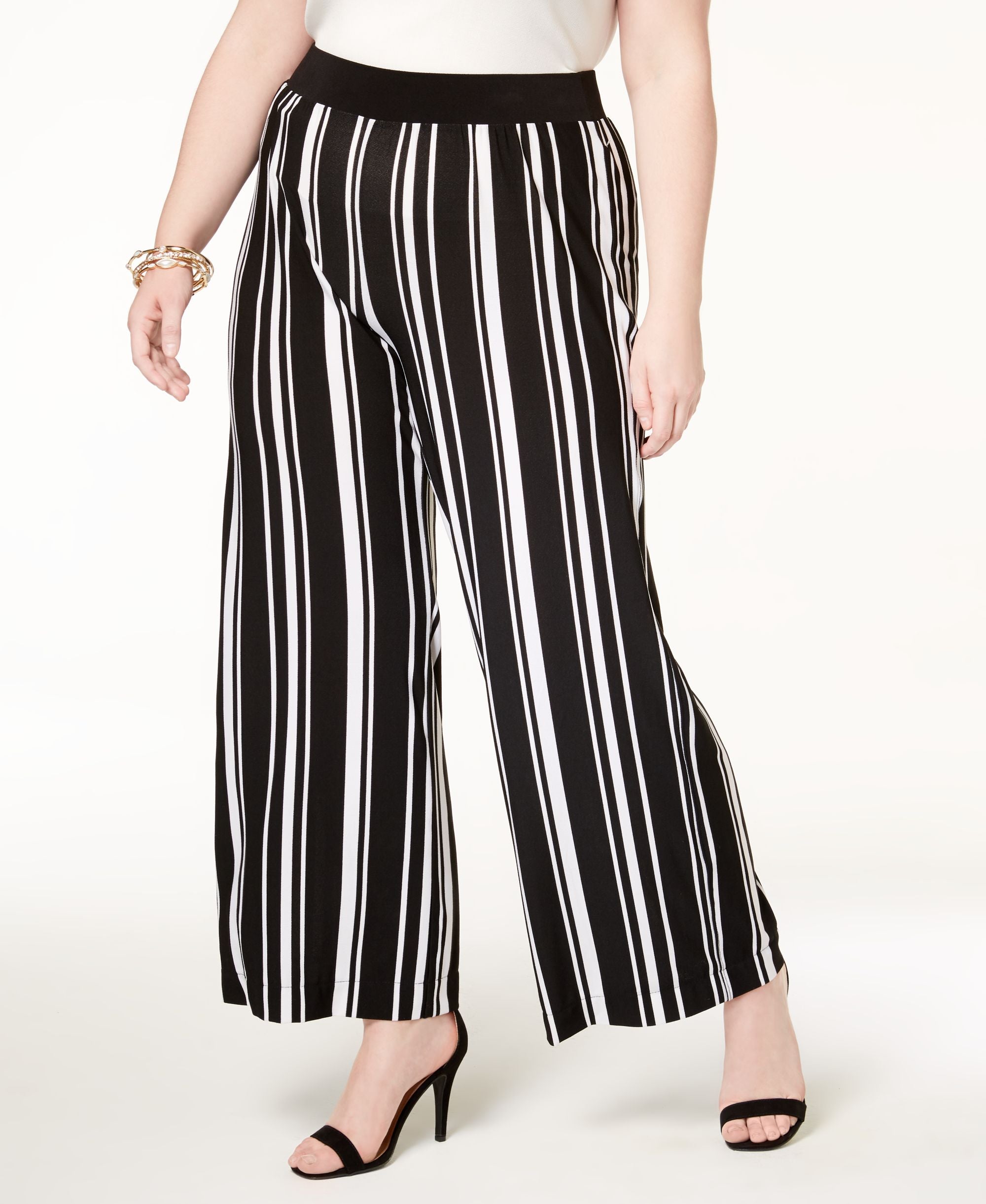 Plus Size Striped Wide Leg Pants
