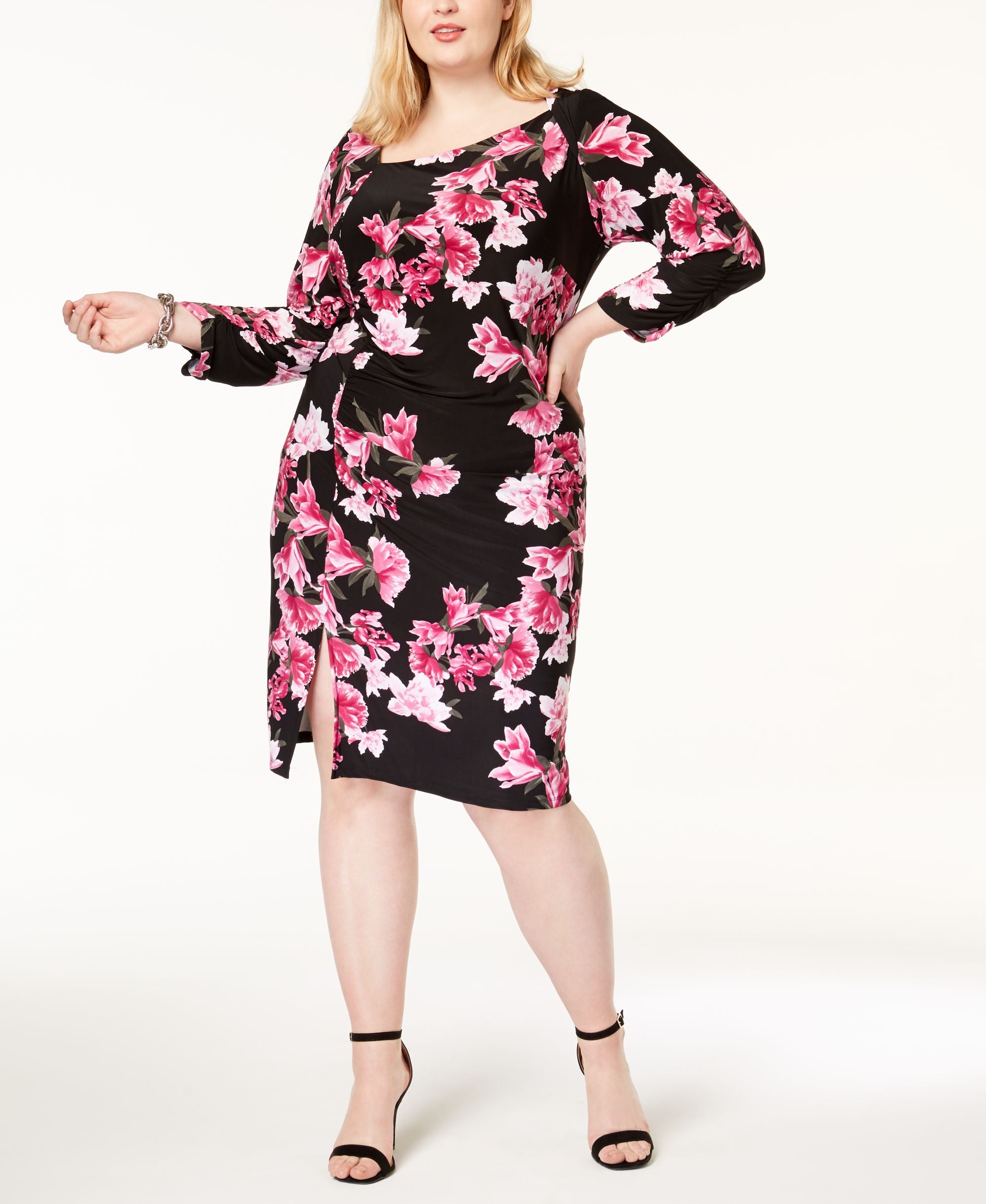 Plus Size Printed Asymmetrical Dress