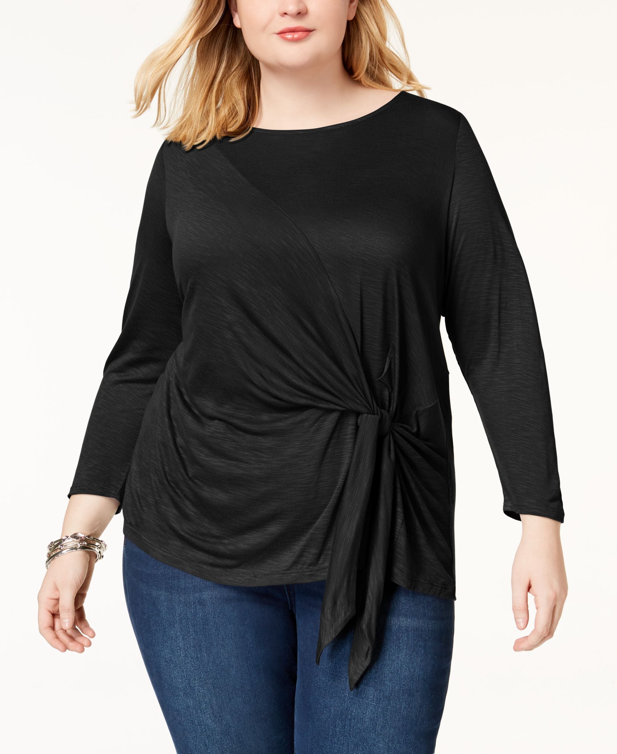 Plus Size Tie Front Top