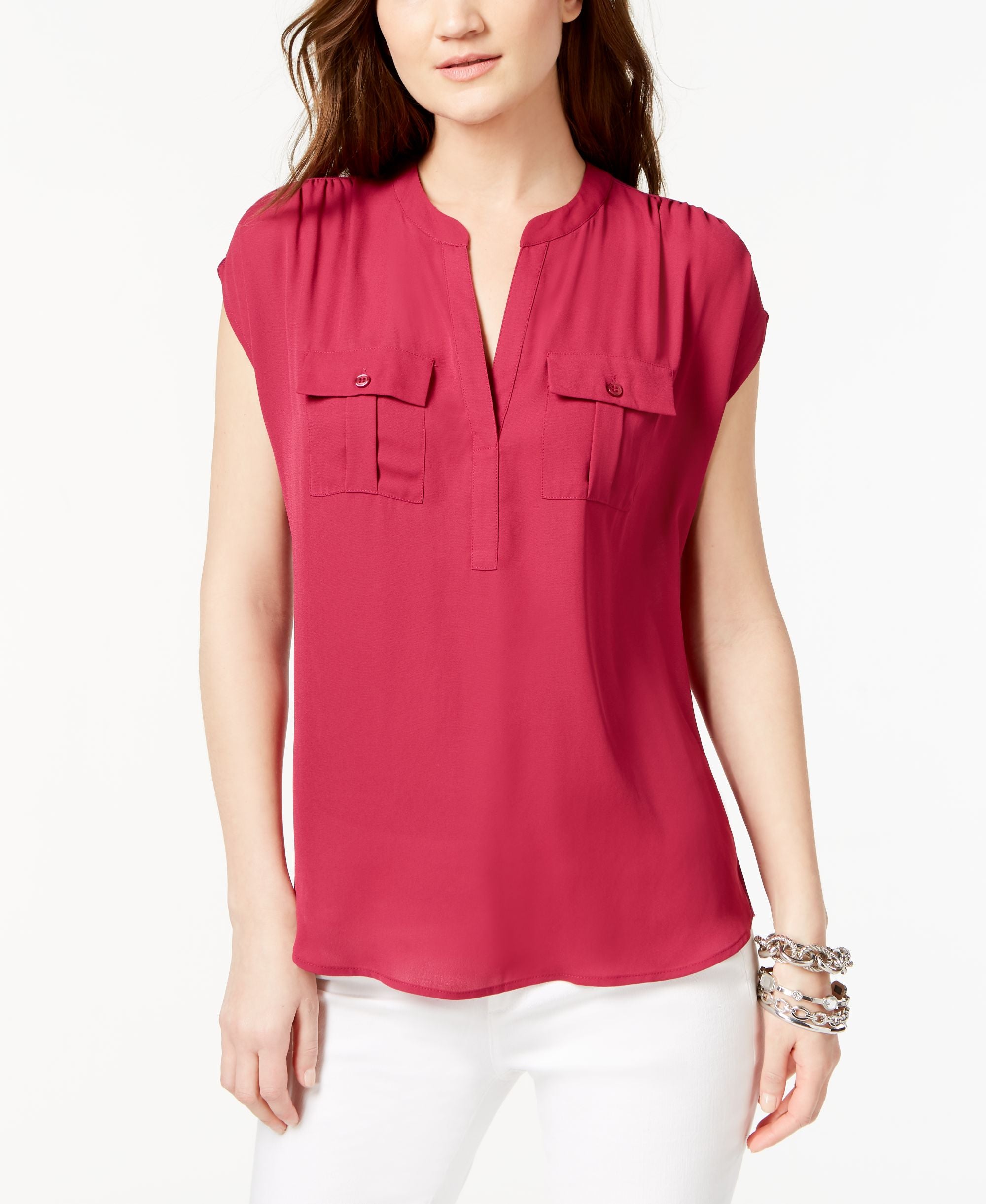 I.N.C. Split Neck Utility Shirt