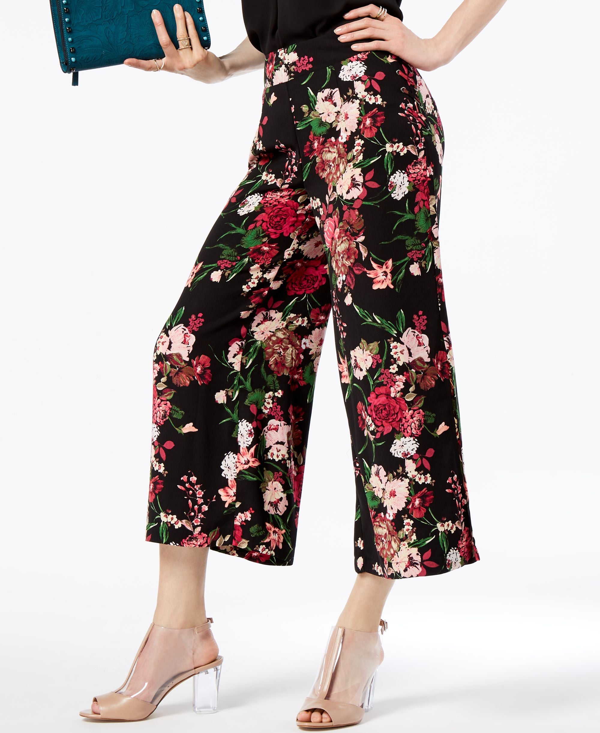 Printed Cropped Wide Leg Pants