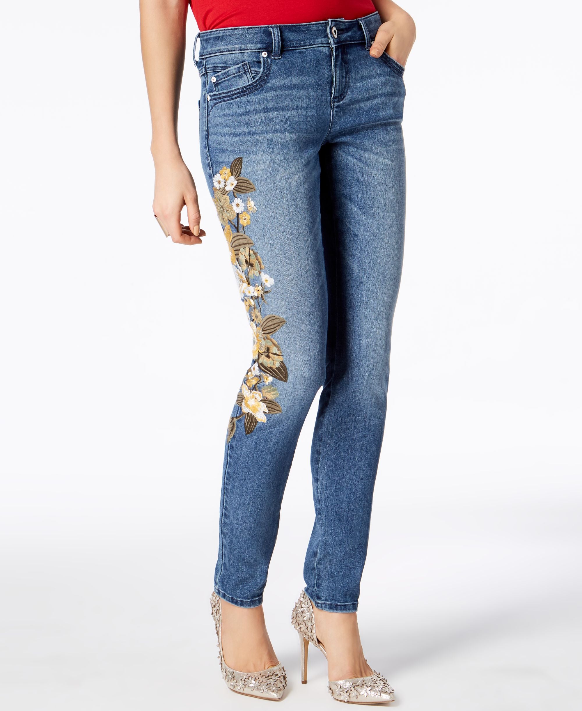 Embroidered Skinny Jeans
