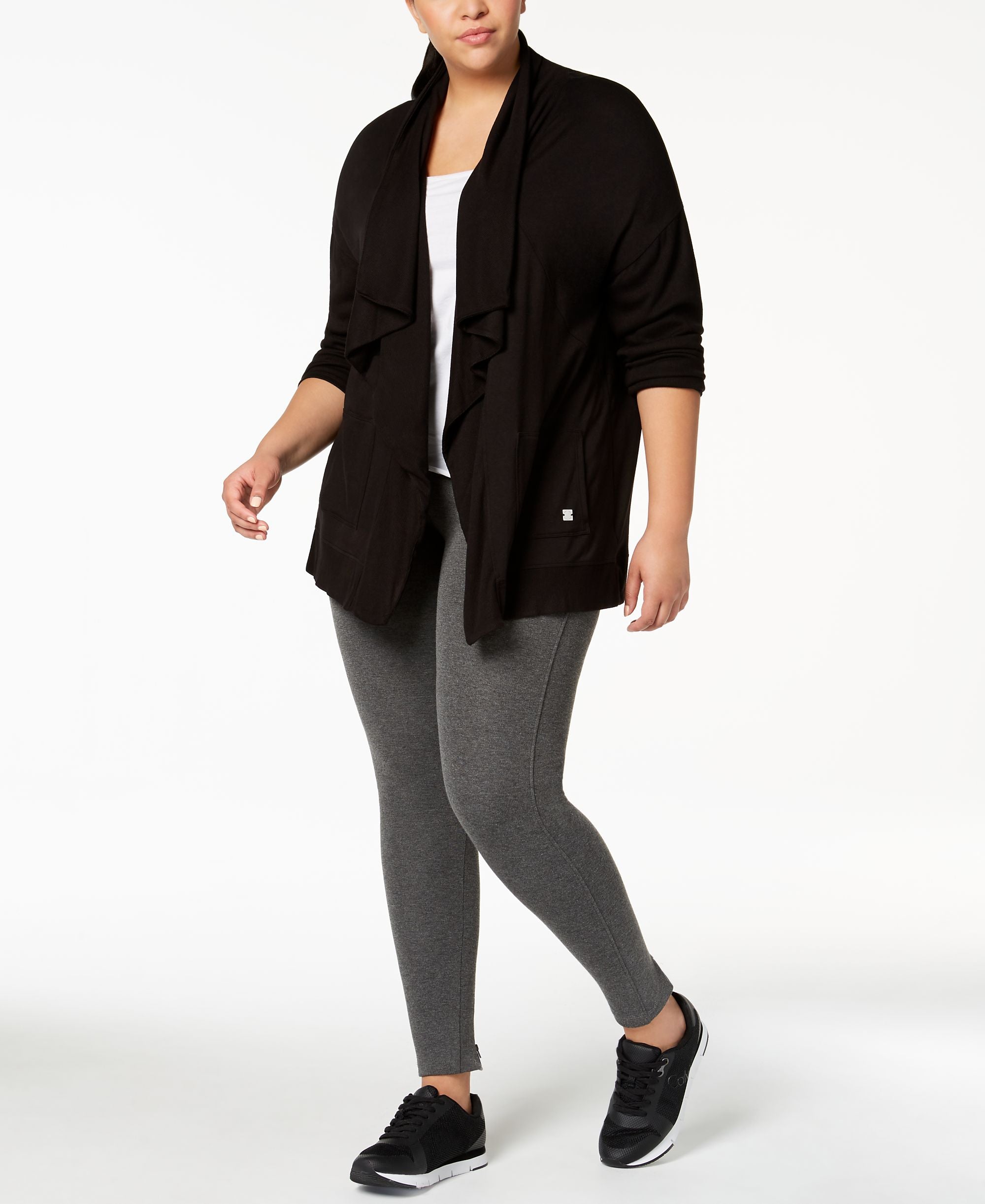 Calvin Klein Performance Plus Size Open Front Cardigan