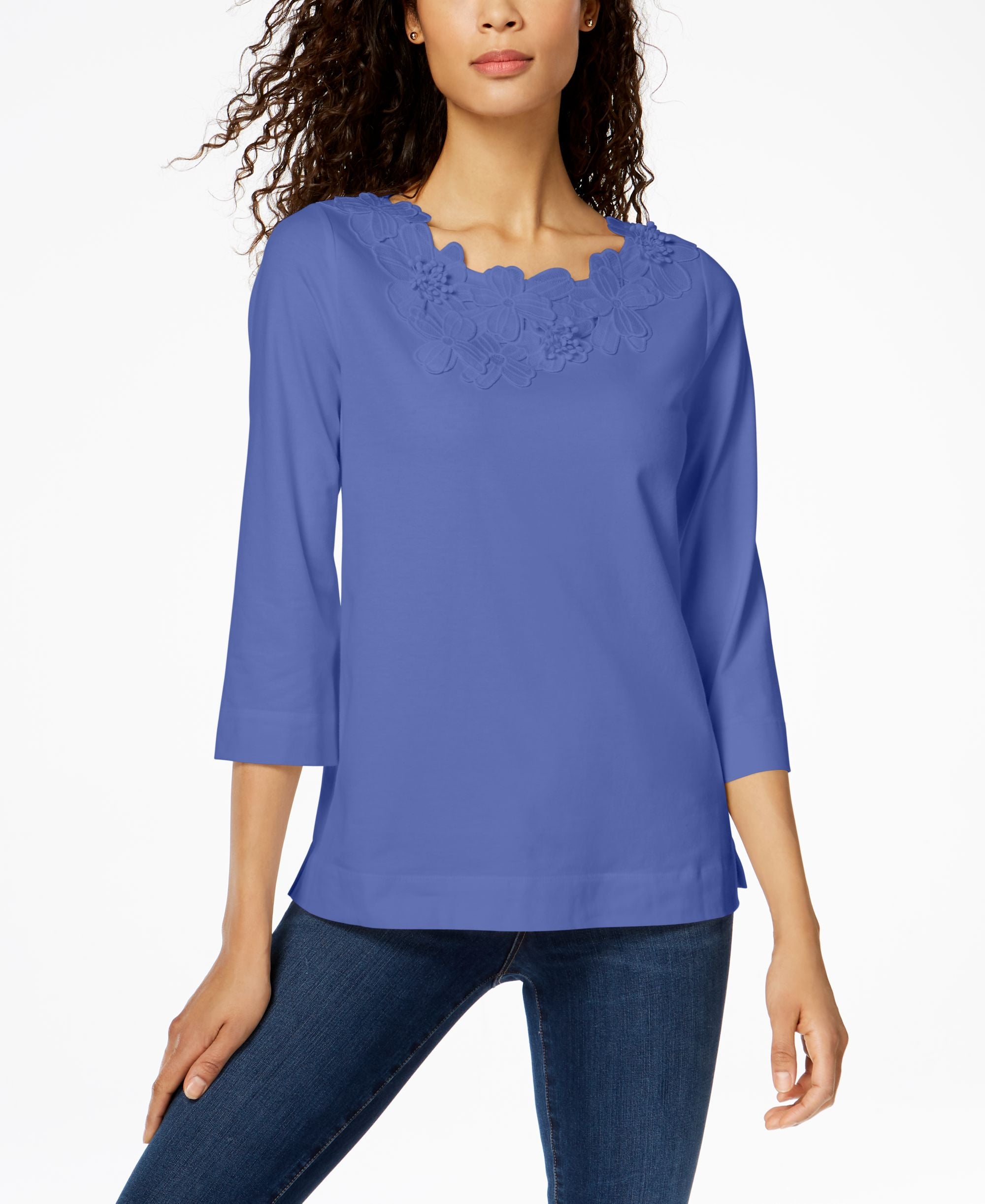 Charter Club Floral Applique Top