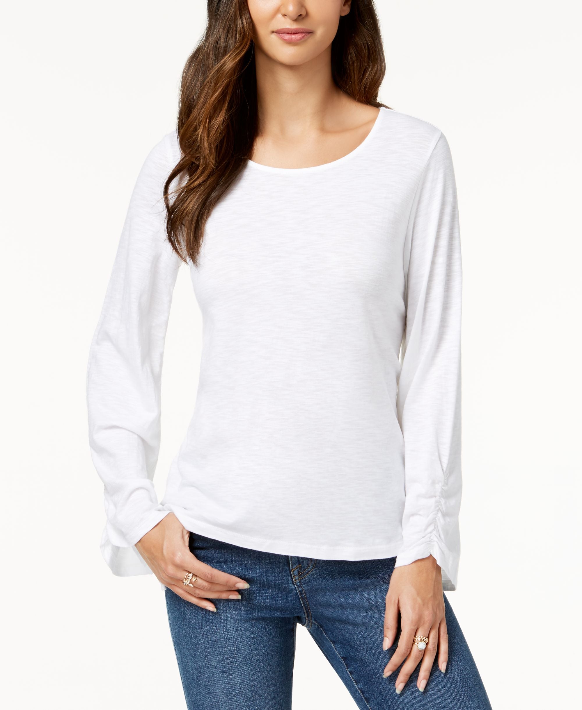 Ruched-Sleeve Top