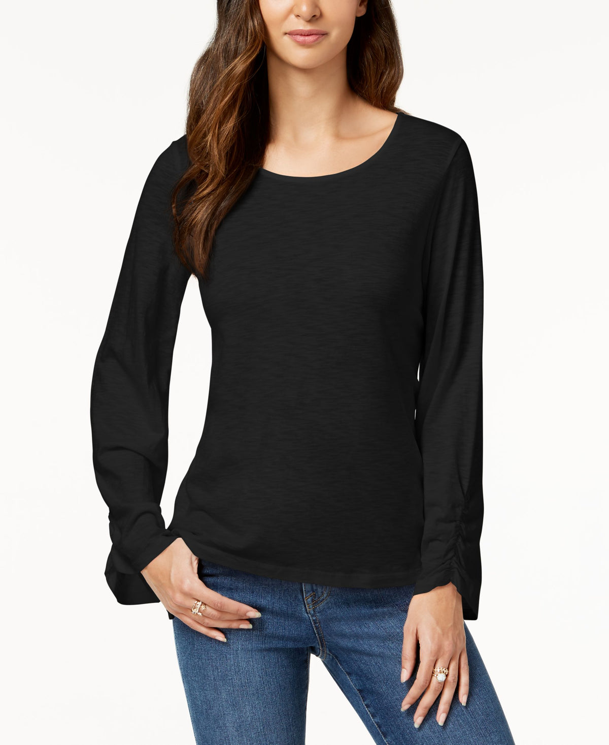 Ruched-Sleeve Top