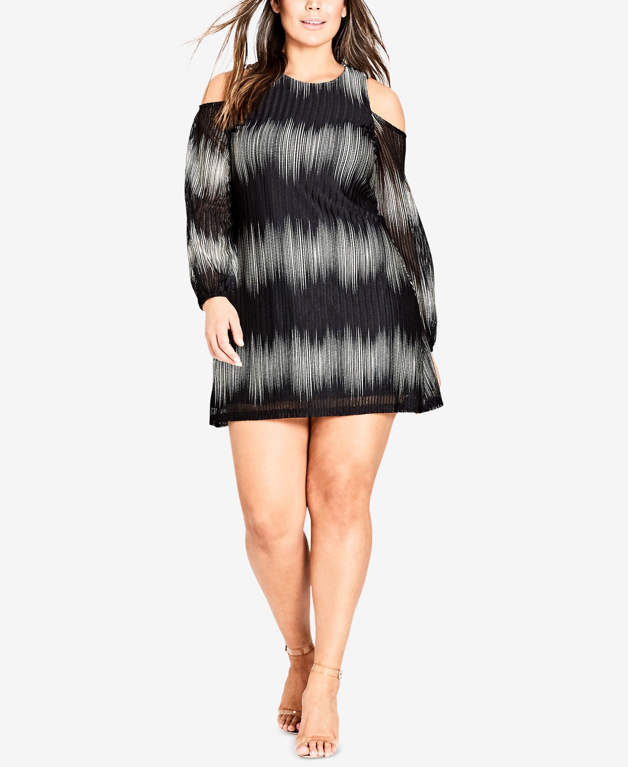 City Chic Trendy Plus Size Cold Shoulder A Line Dress