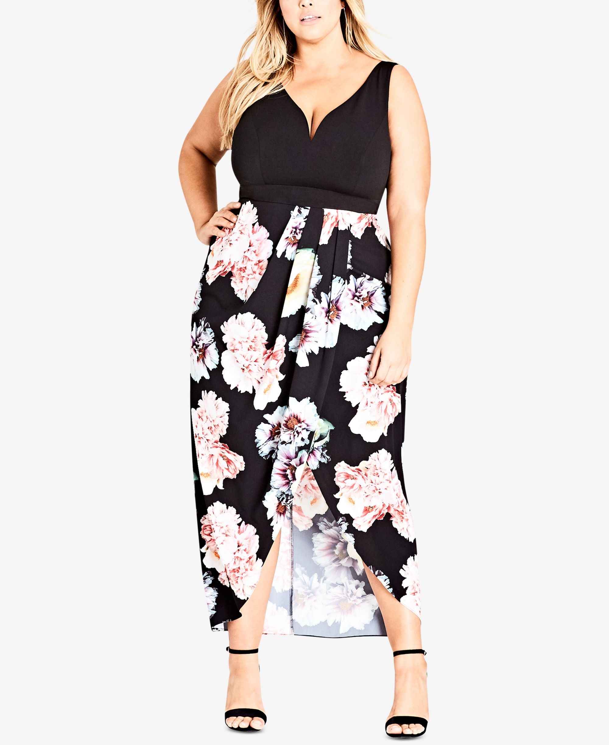City Chic Trendy Plus Size Printed Sweetheart Dress