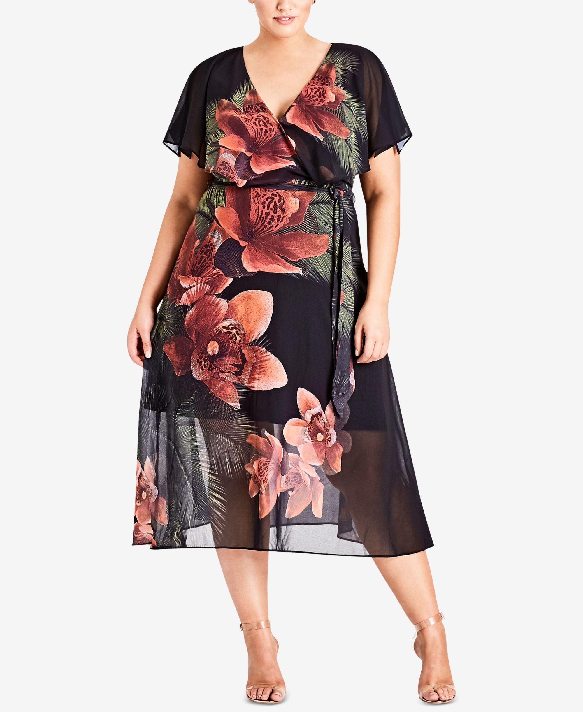 City Chic Trendy Plus Size Floral Print Midi Dress