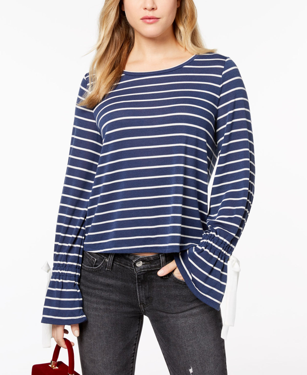 Maison Jules Striped Bell Sleeve Top