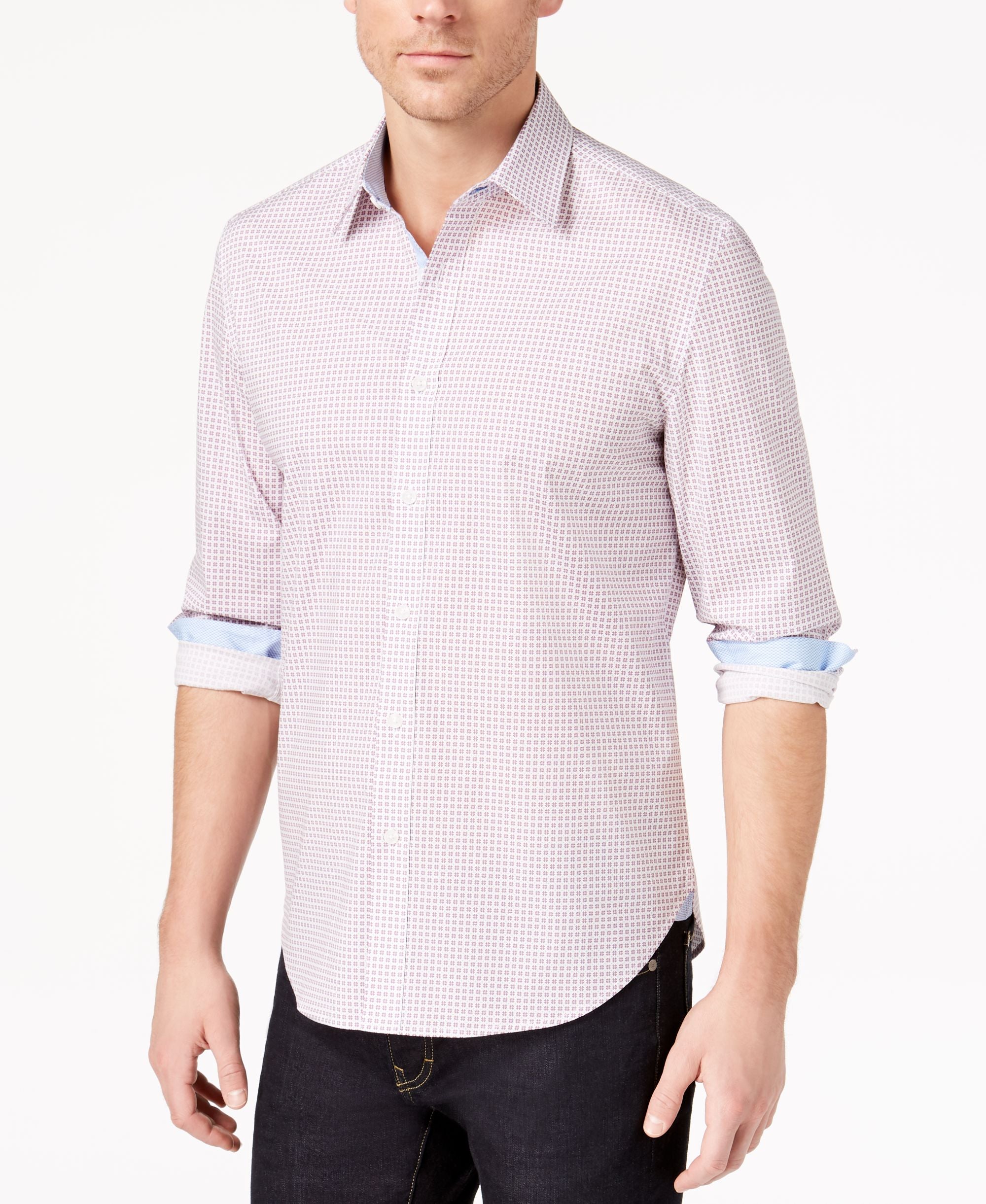 Con.struct Mens Stretch Geo Print Shirt