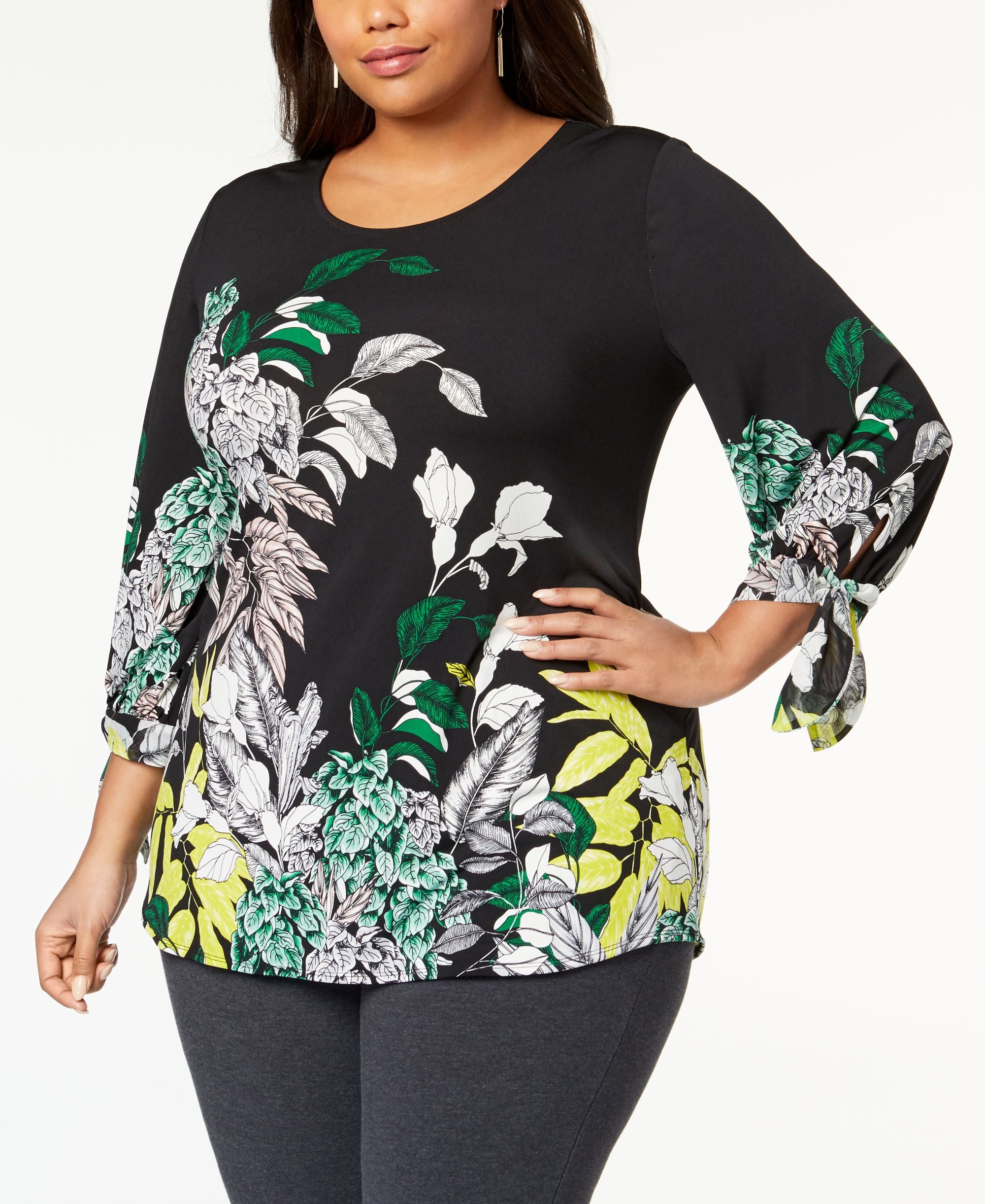 Alfani Plus Size Tie Cuff Tunic