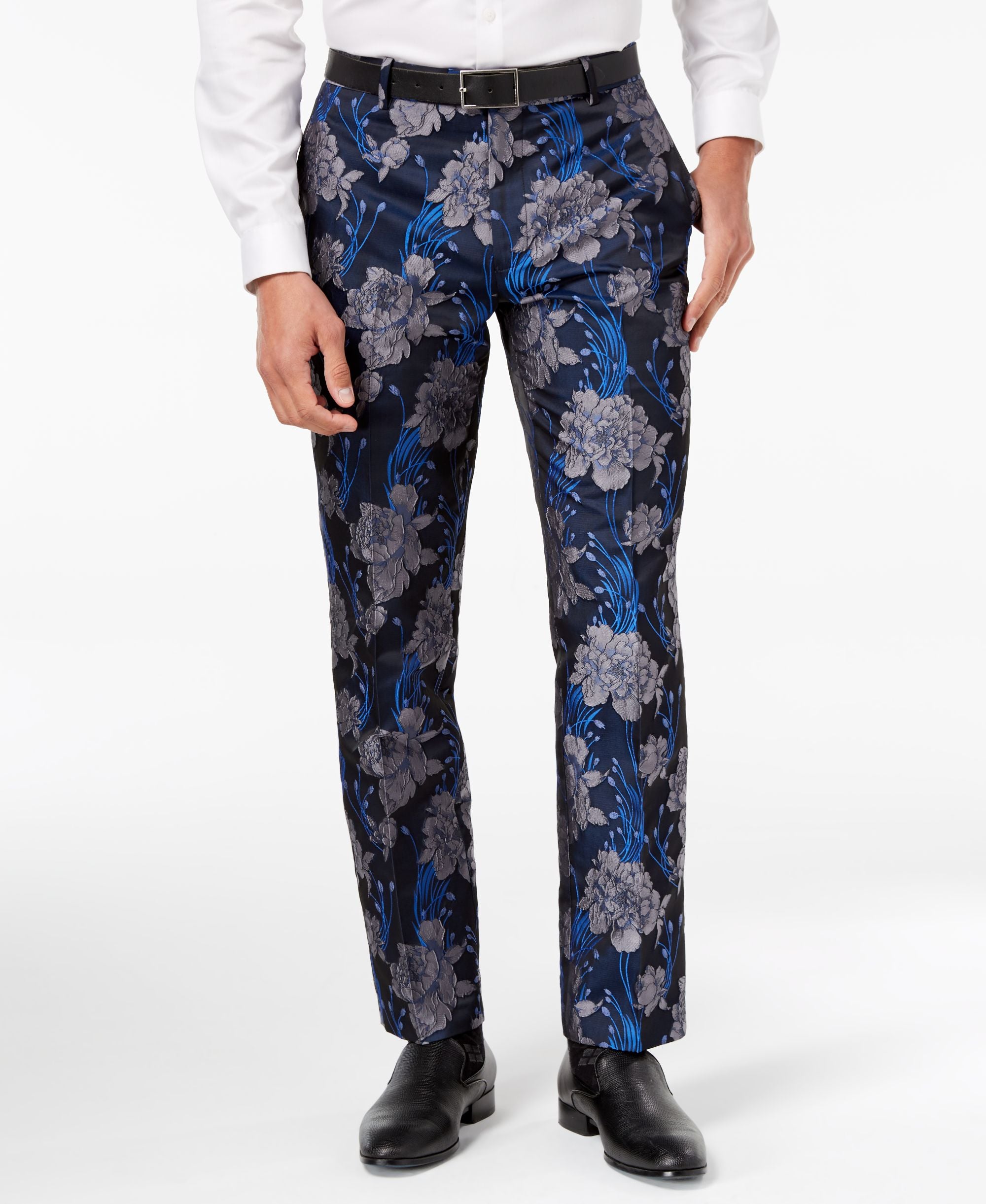 Mens Slim Fit Brocade Pants