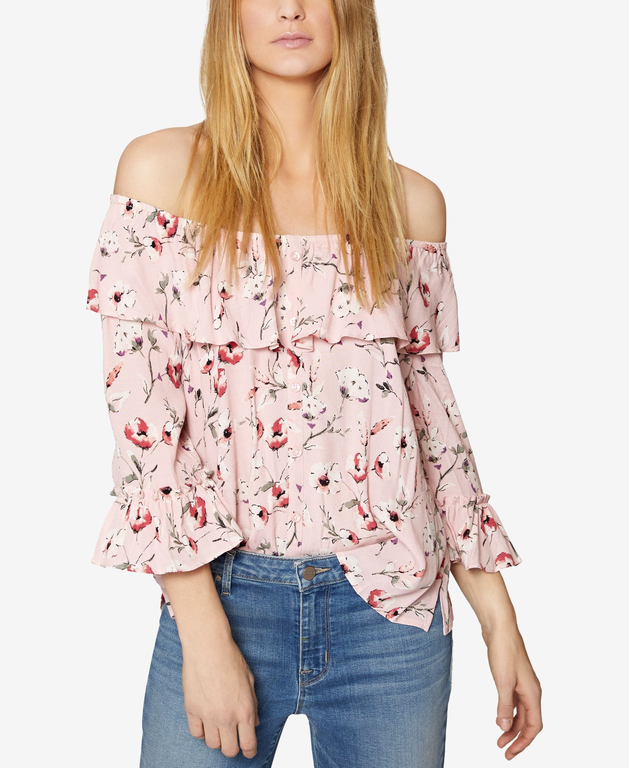 Sanctuary Avery Cotton Ruffled Off The Shoulder Top