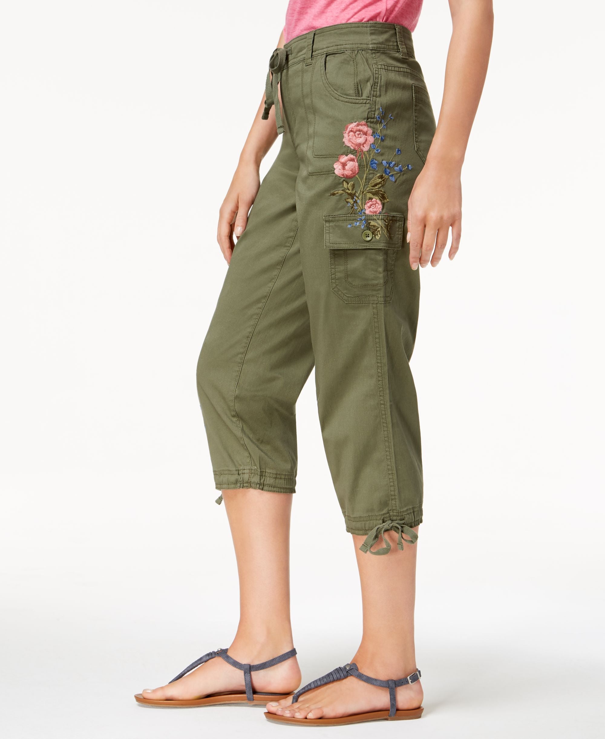 Style & Co Embroidered Cropped Cargo Pants