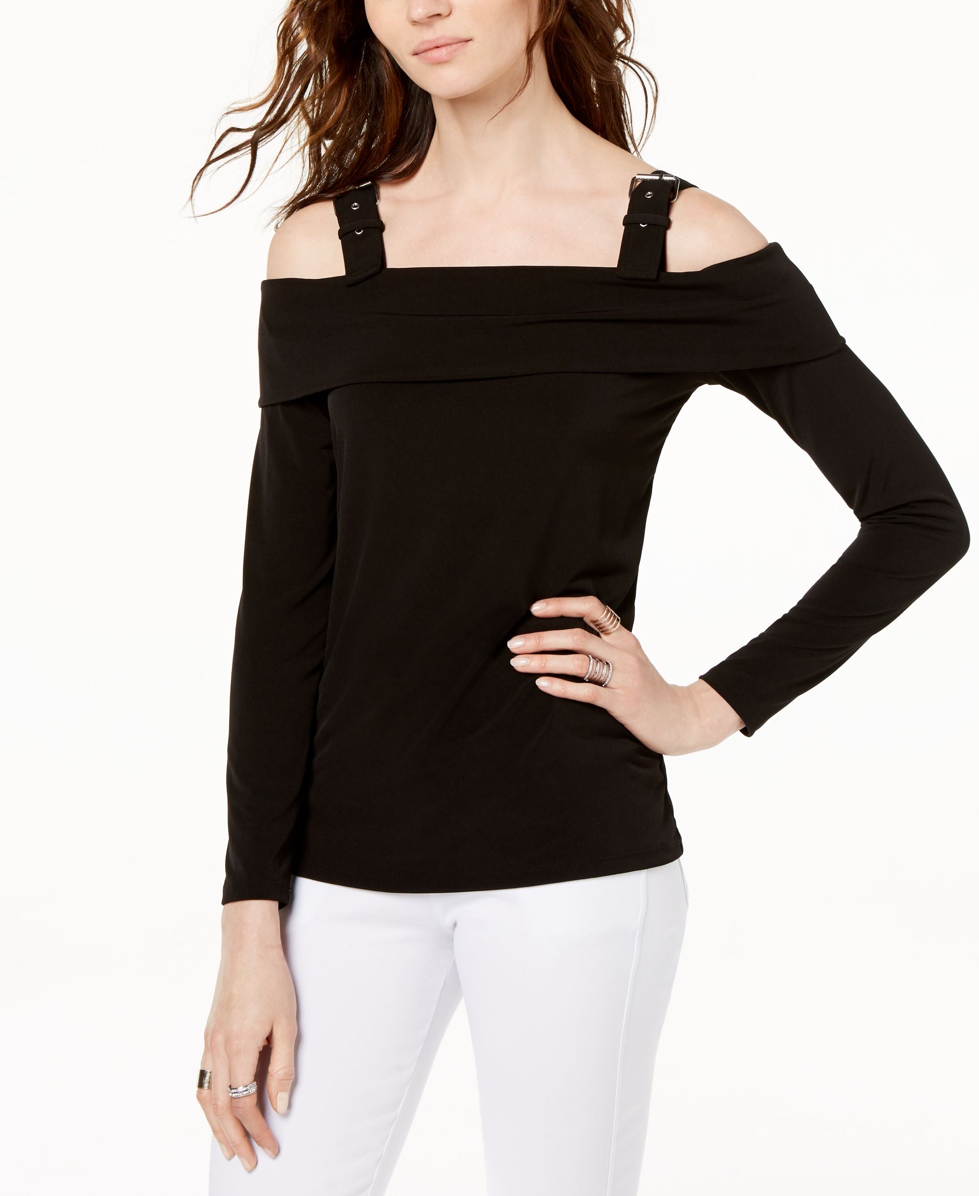 Michael Michael Kors Petite Buckle Shoulder Top