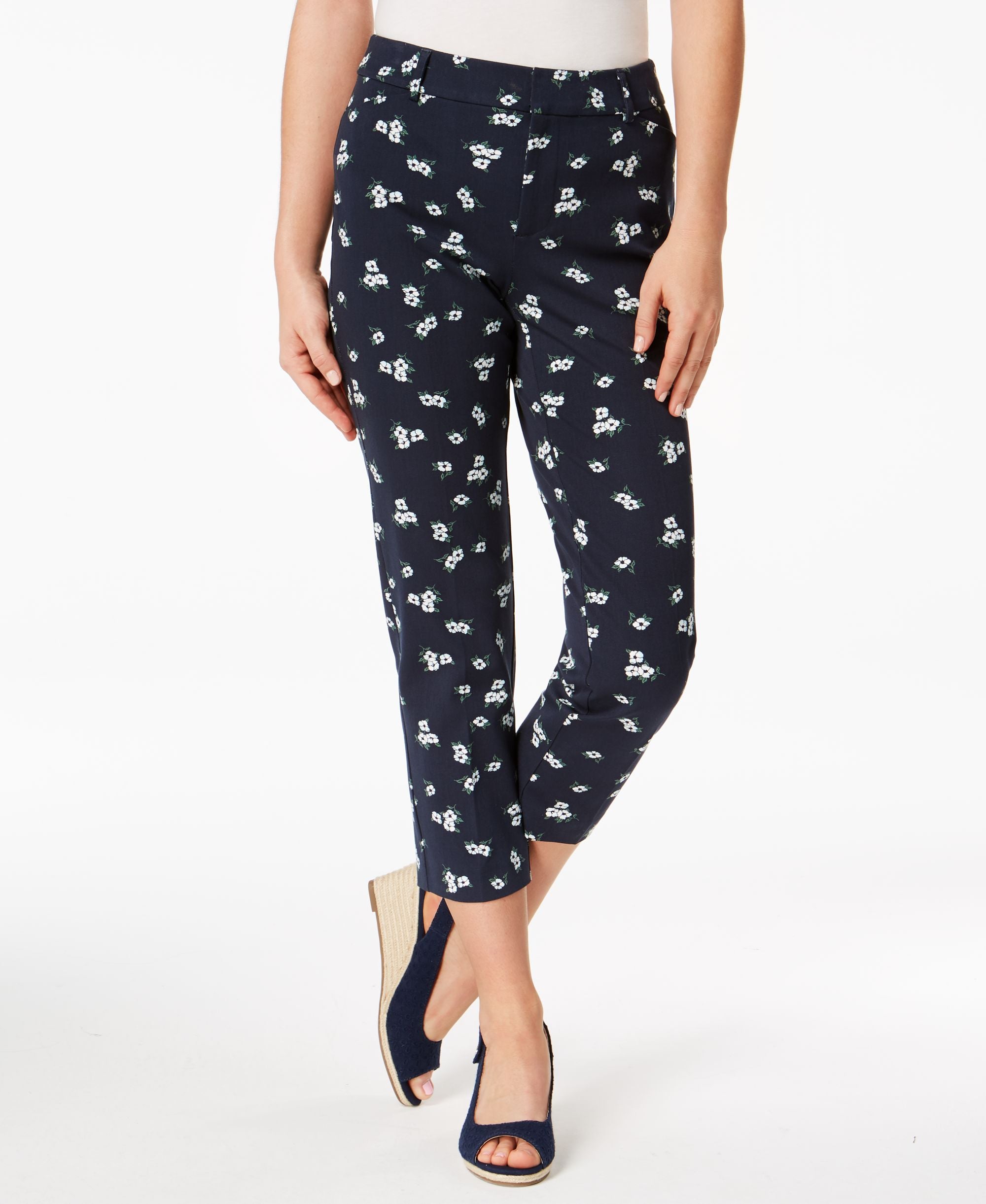 Newport-Print Slim-Leg Cropped Pants