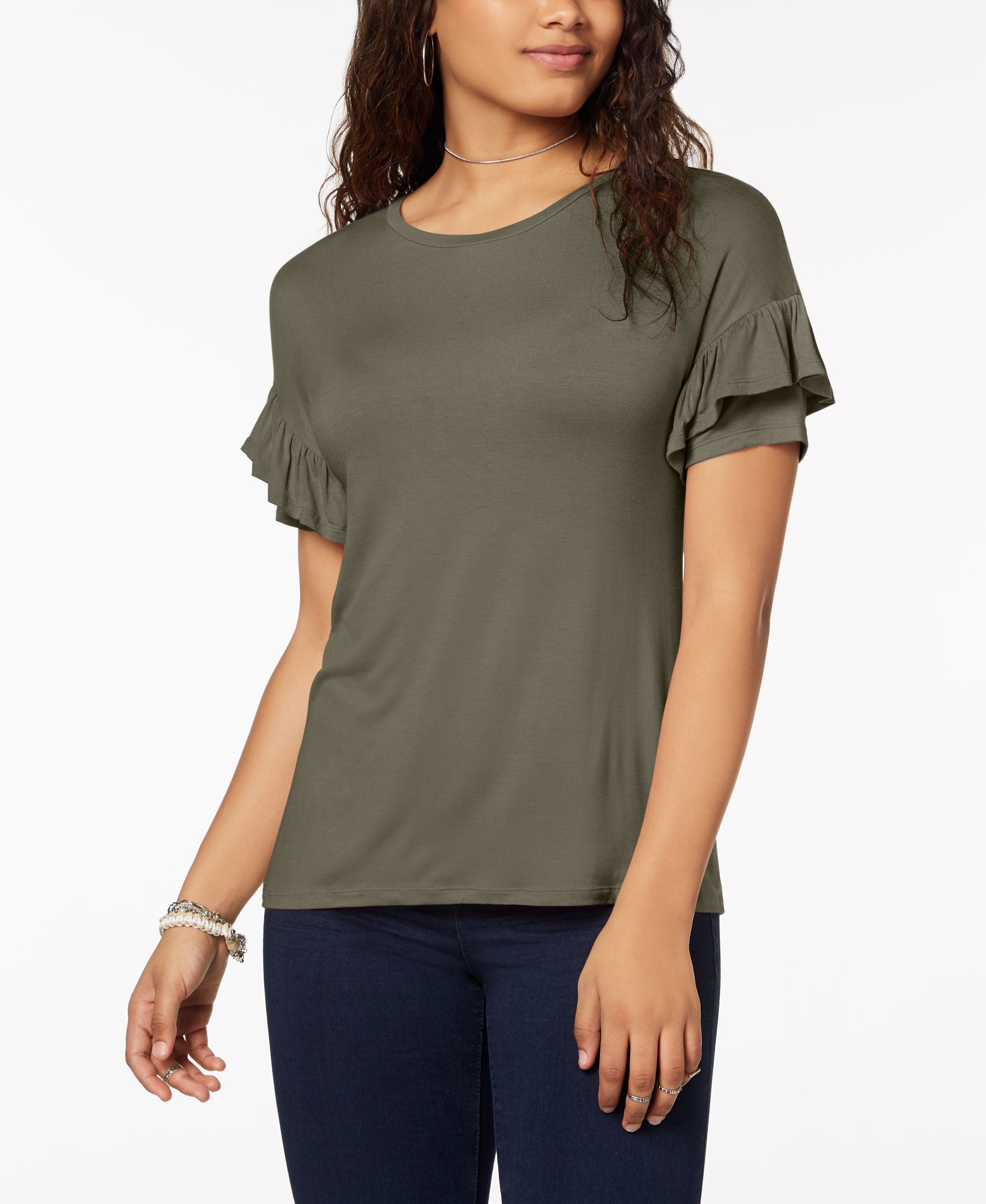 Ultra Flirt By Ikeddi Juniors Ruffle Sleeved T-Shirt