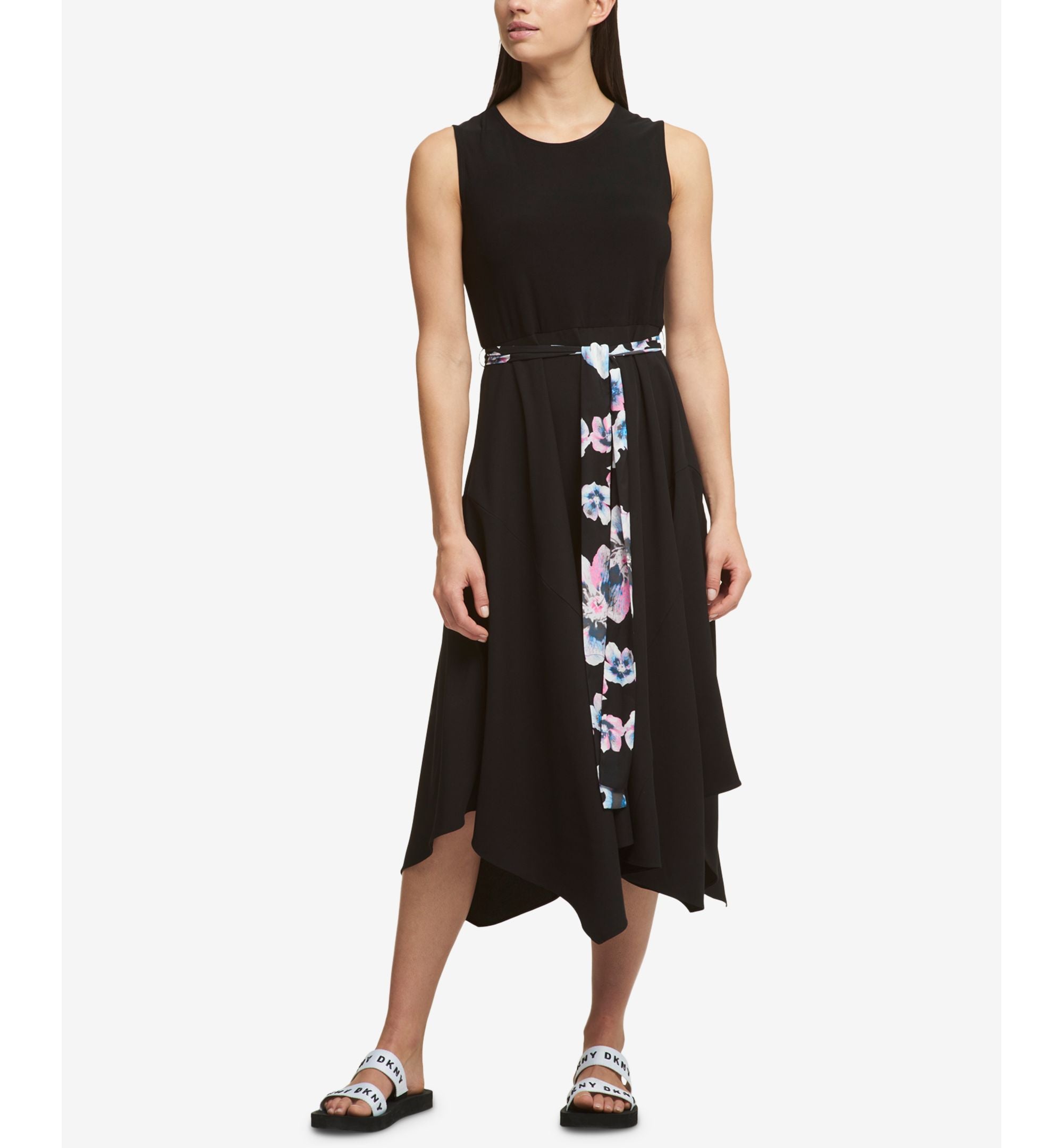 DKNY Belted Handkerchief Hem Dress