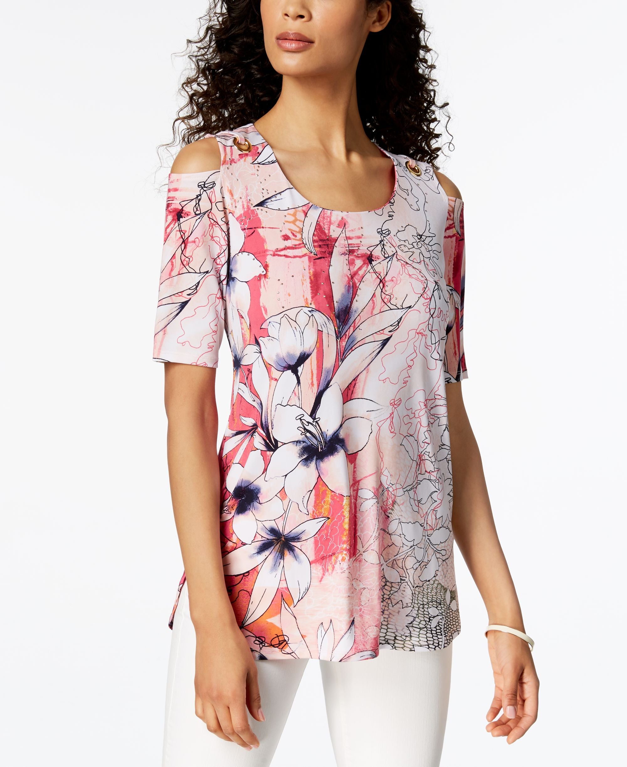 JM Collection Cold Shoulder Tunic