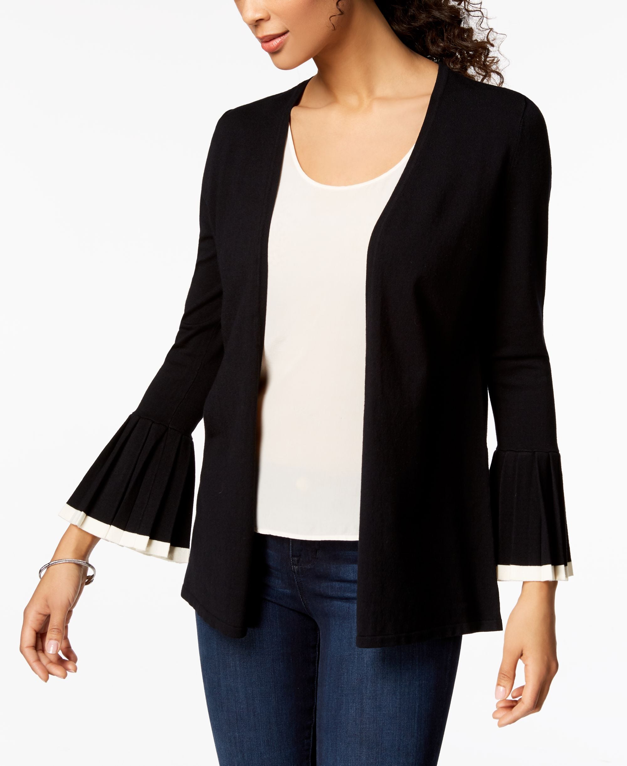 Charter Club Pleated Bell Sleeve Cardigan
