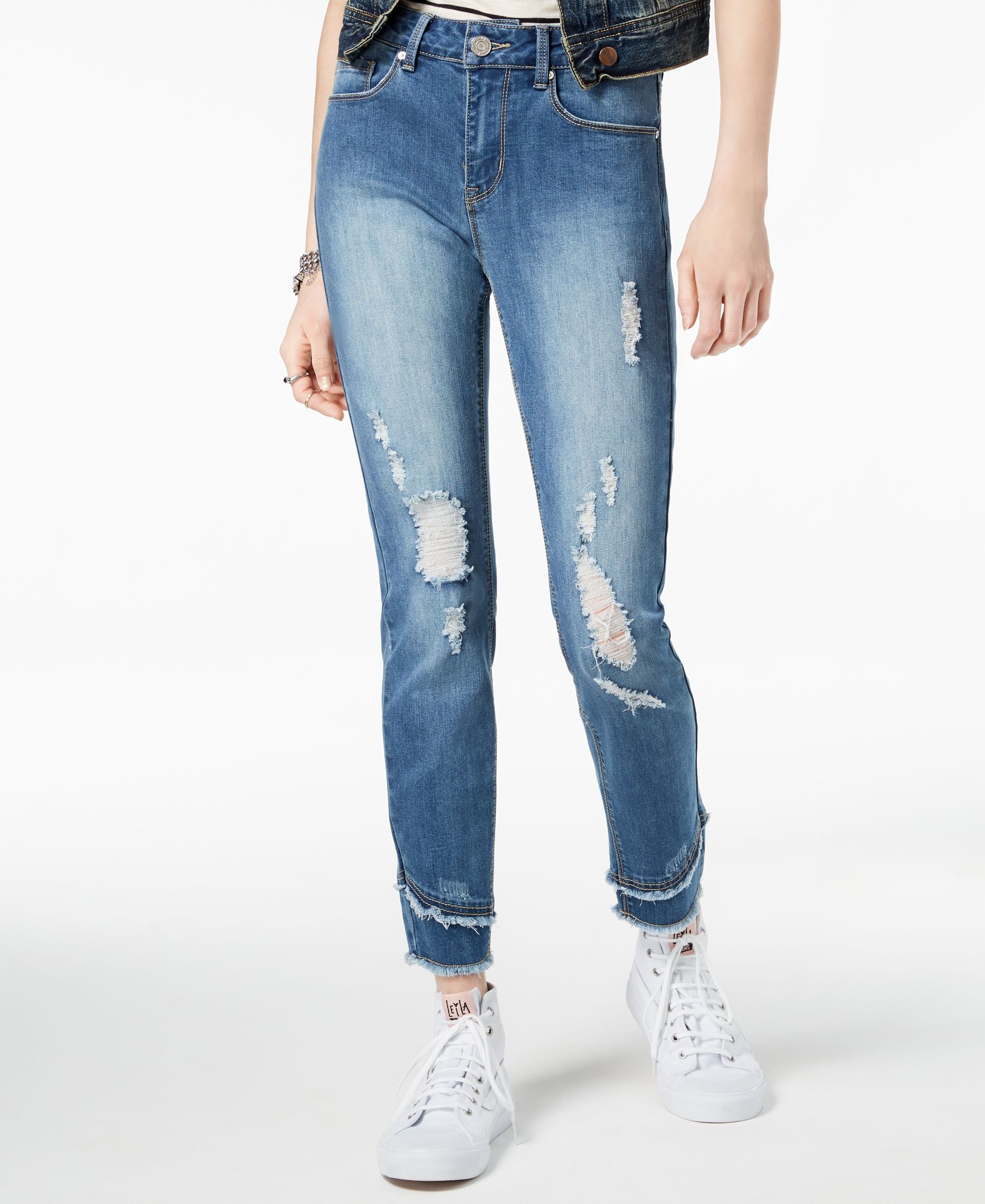 Indigo Rein Juniors Frayed Skinny Jeans