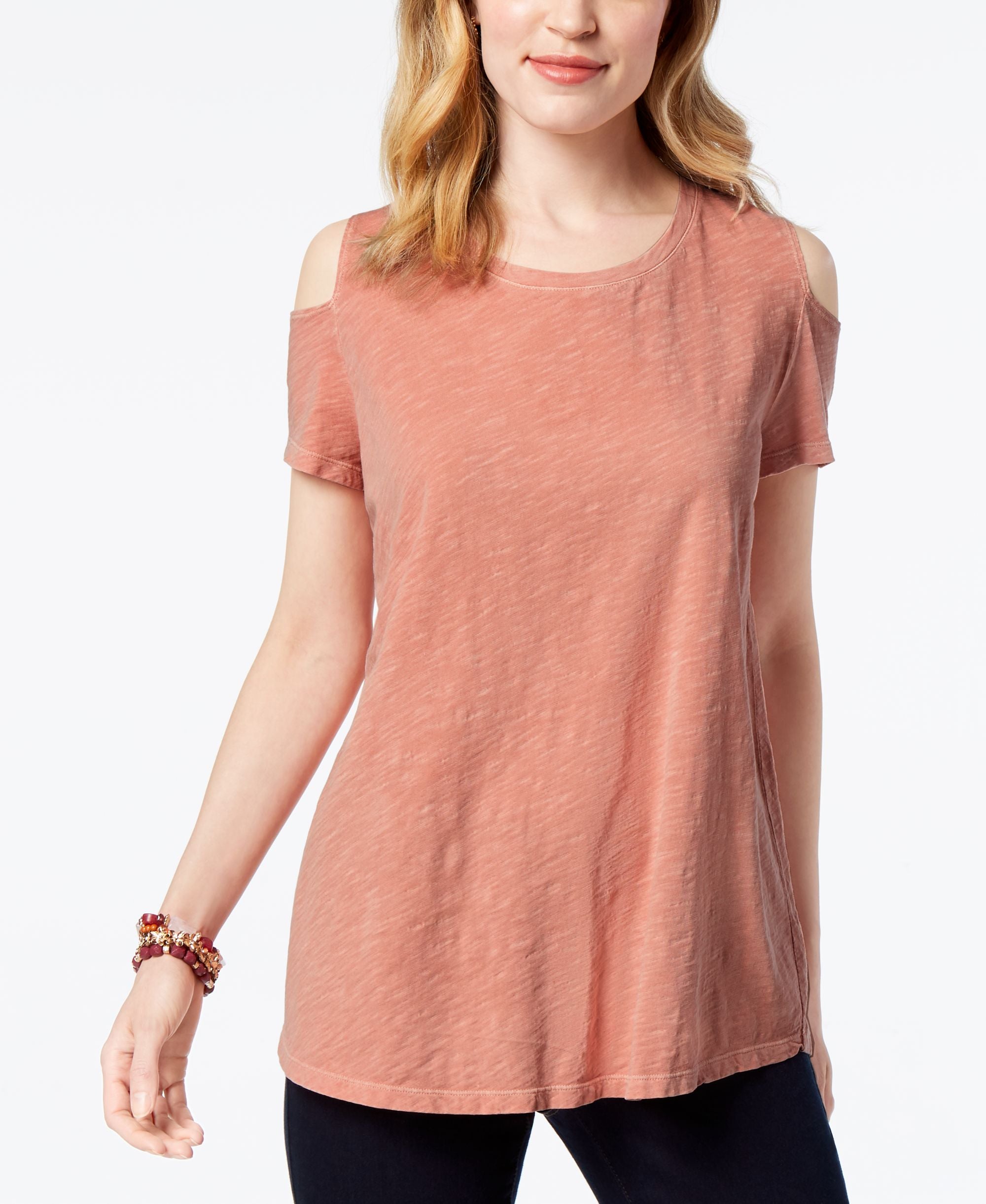 Style & Co Cotton Cold Shoulder T-Shirt