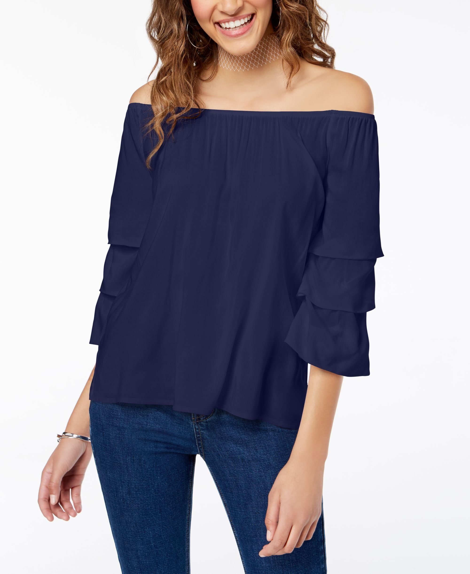 Crave Fame By Almost Famous Juniors Off The Shoulder Tiered Top