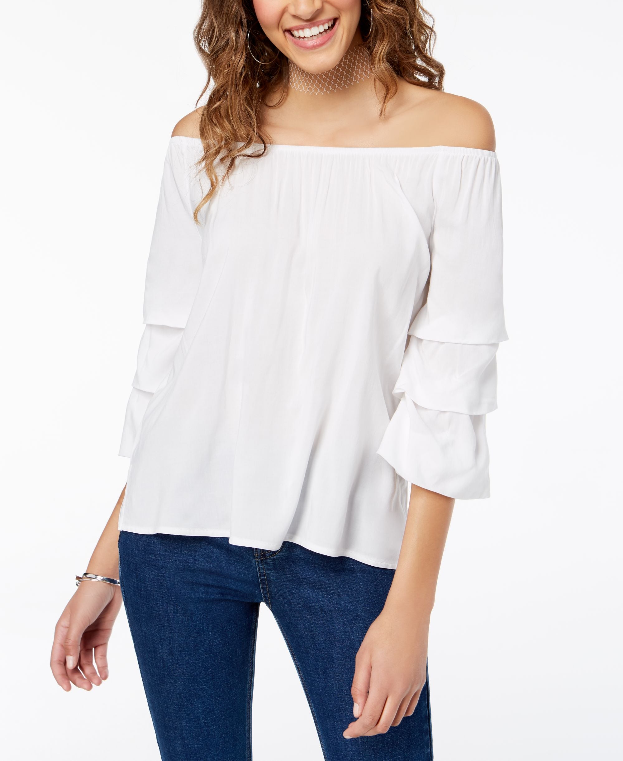 Crave Fame By Almost Famous Juniors Off The Shoulder Tiered Top