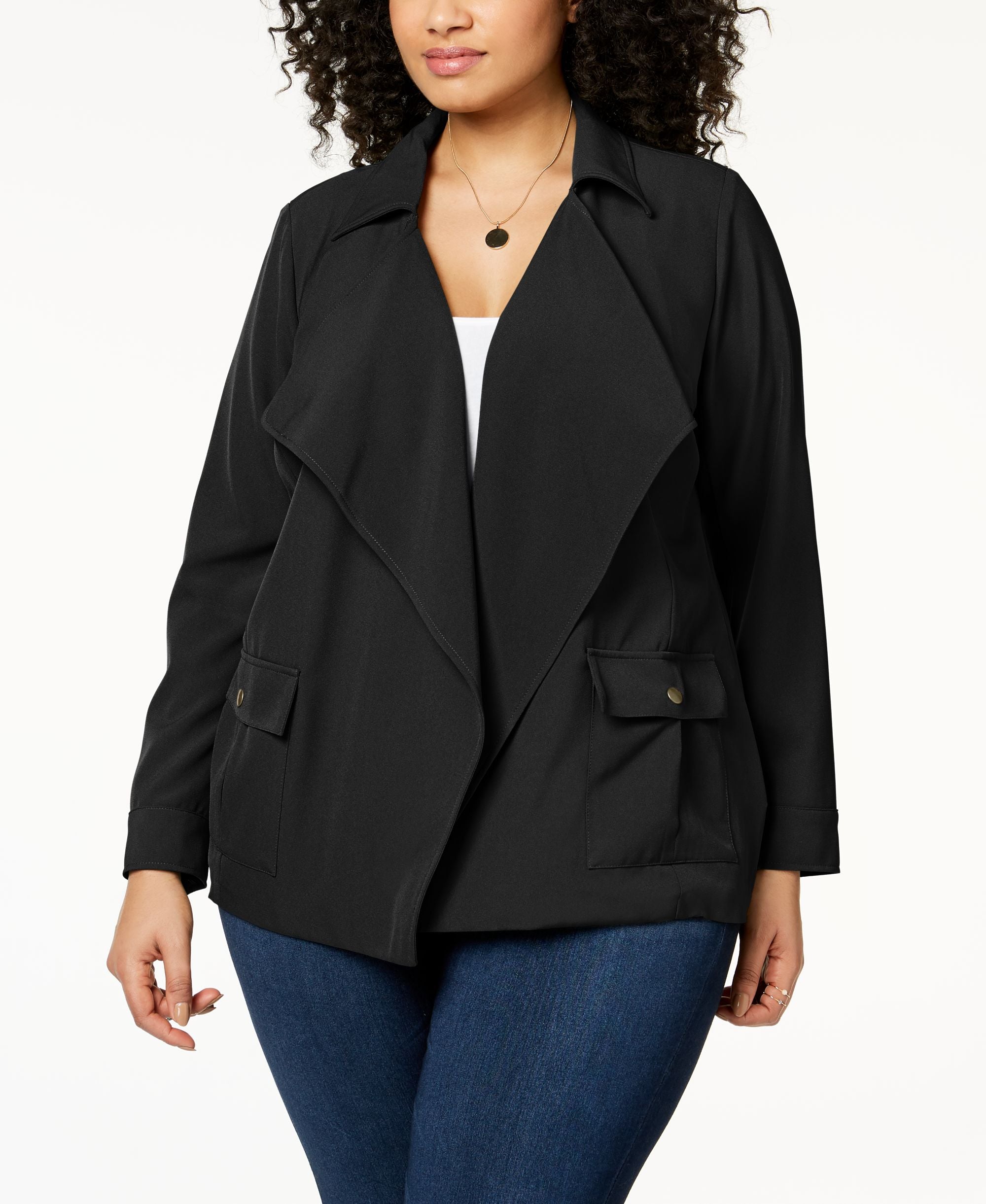 NY Collection Plus Size Open Front Jacket