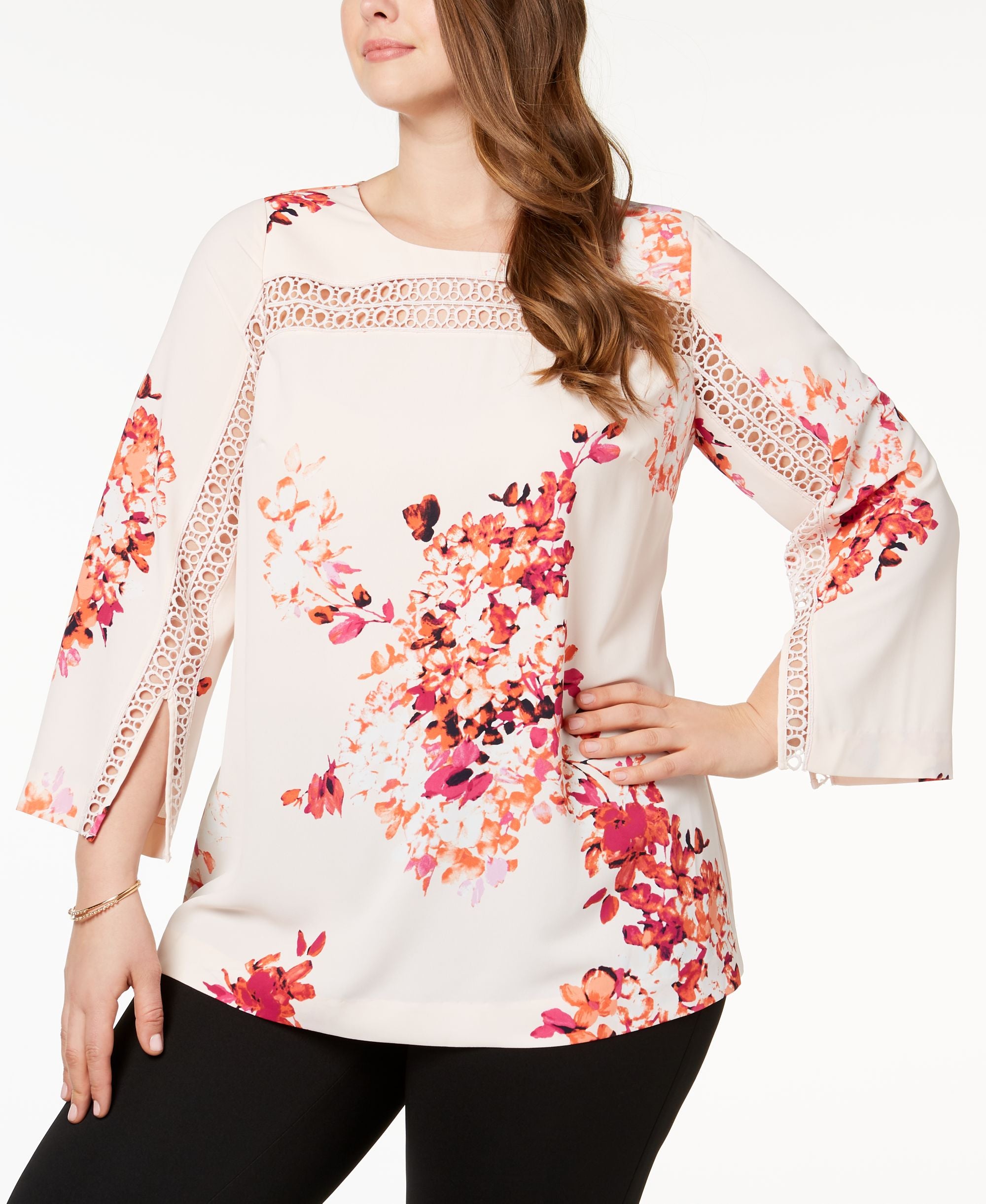 Alfani Plus Size Crochet Inset Tunic