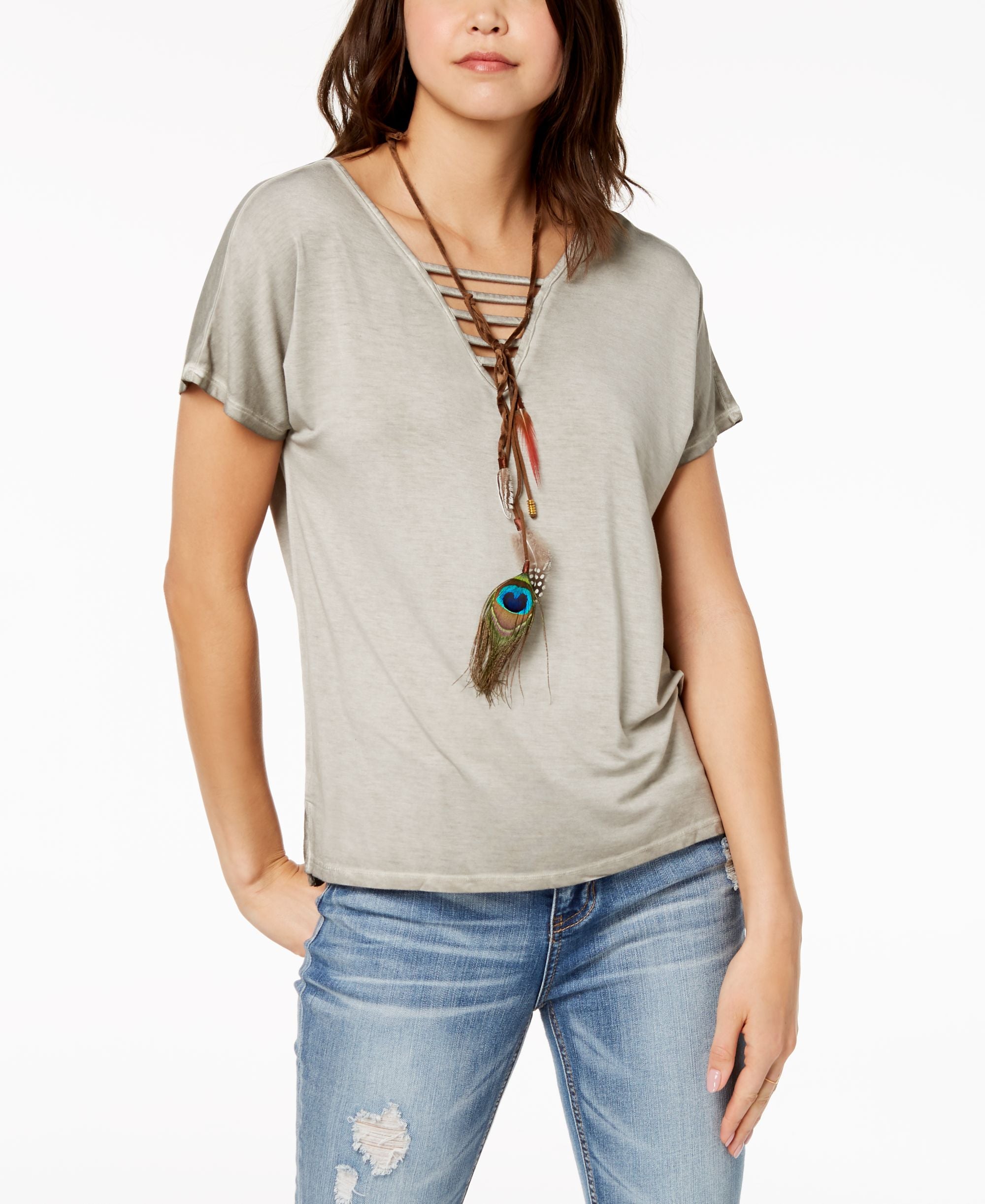 Hippie Rose Juniors Strap Detailed T-Shirt