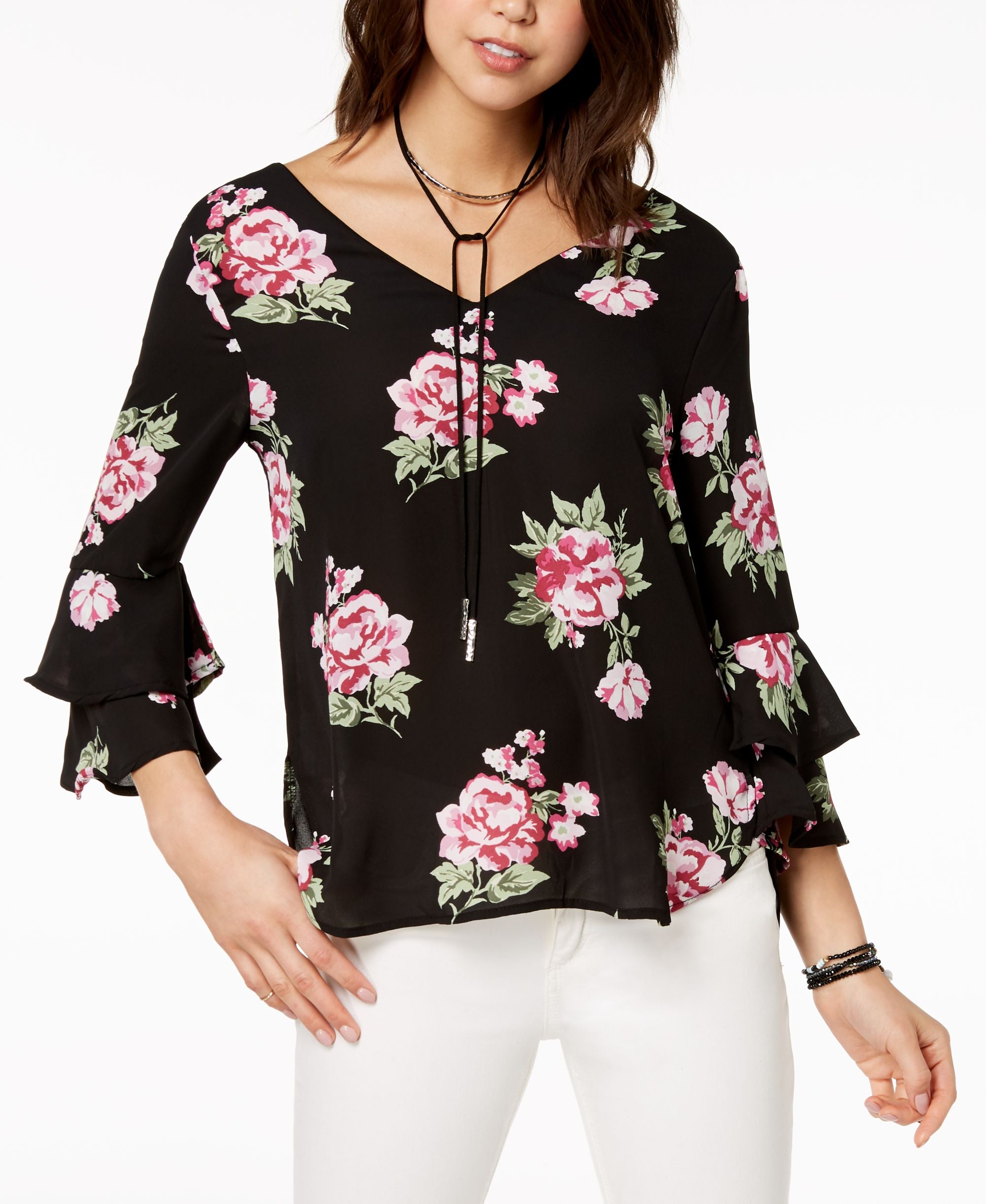 7 Sisters Juniors Printed Ruffle Sleeve