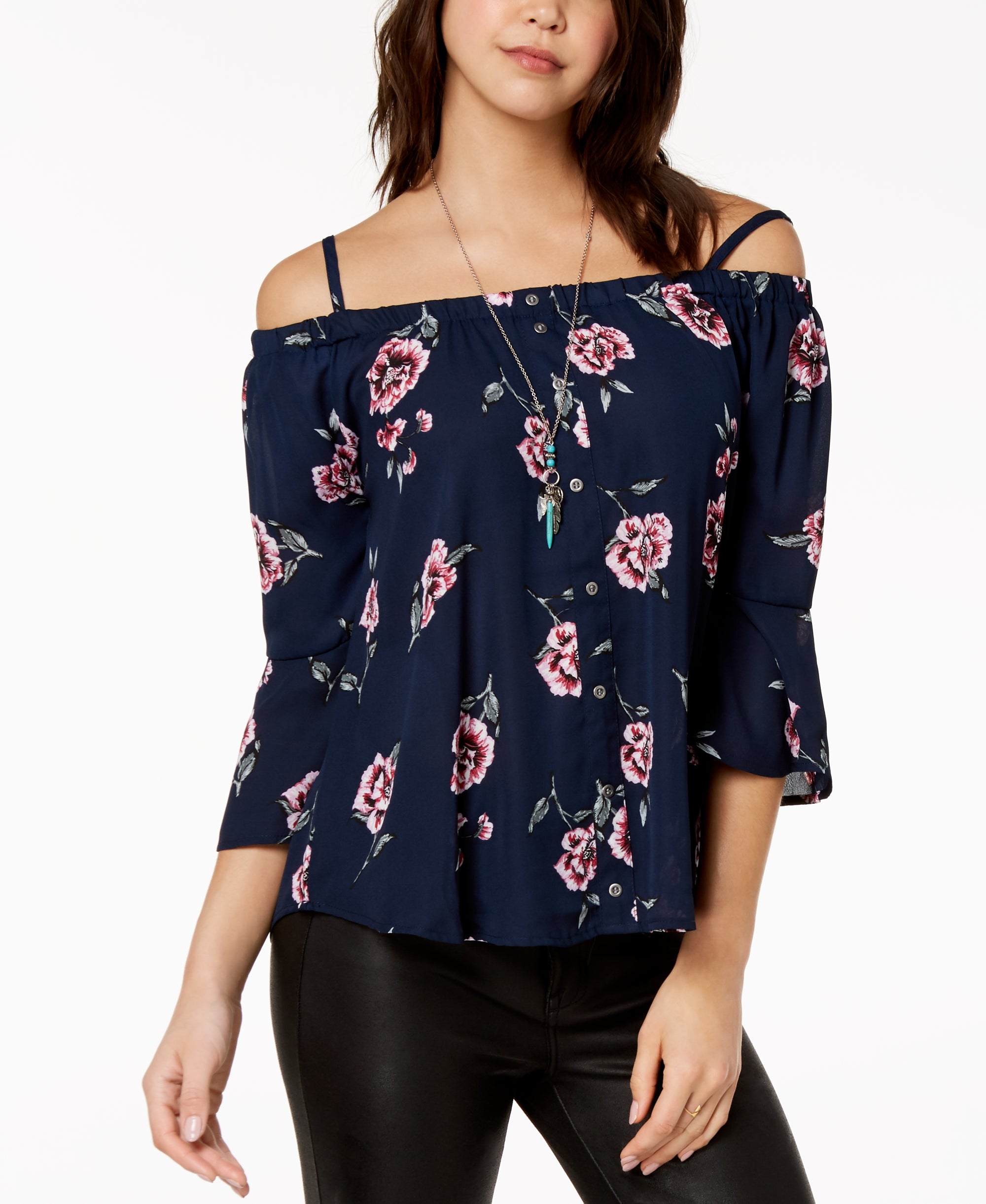 Juniors' Cold-Shoulder Top