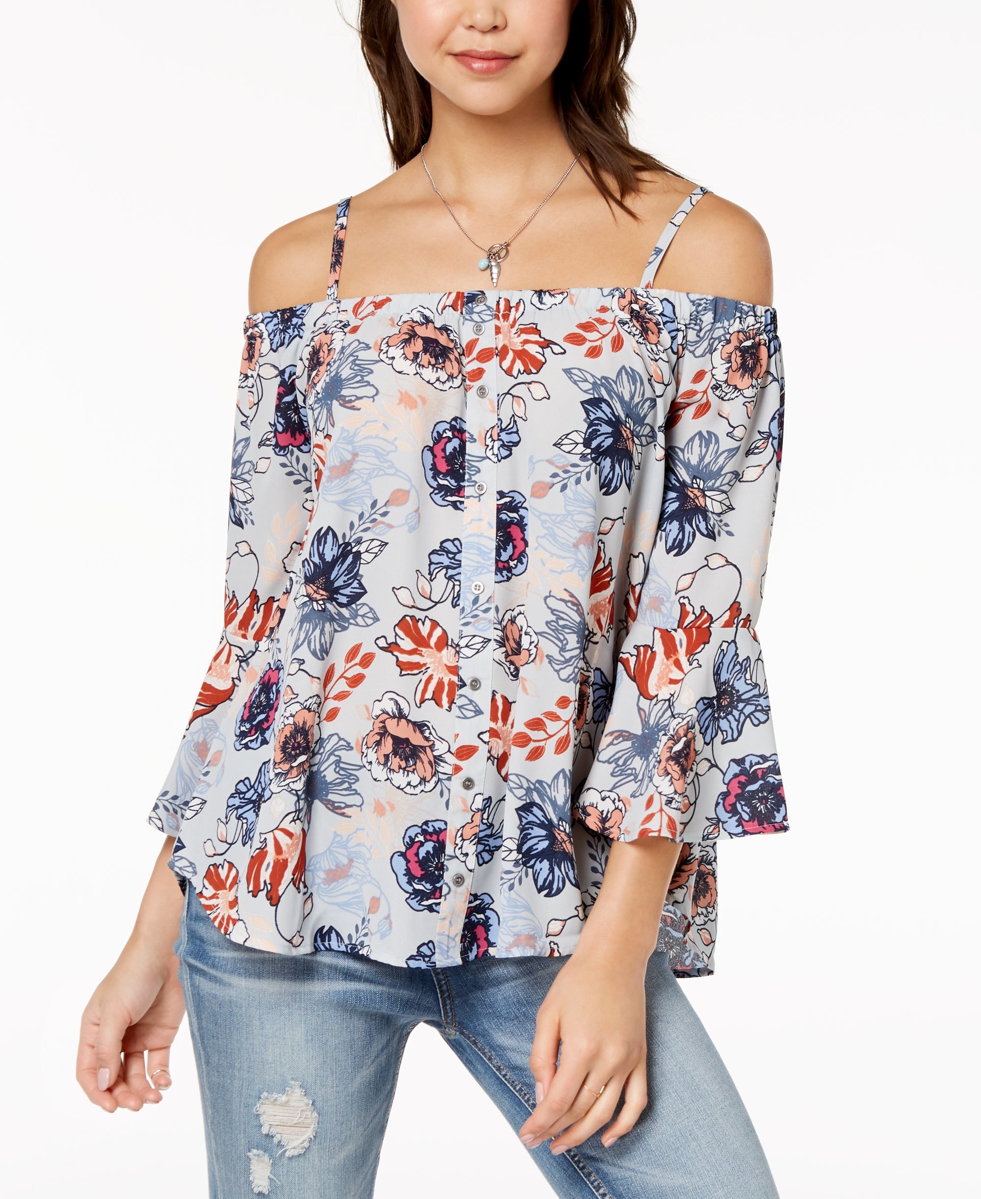 Juniors' Cold-Shoulder Top