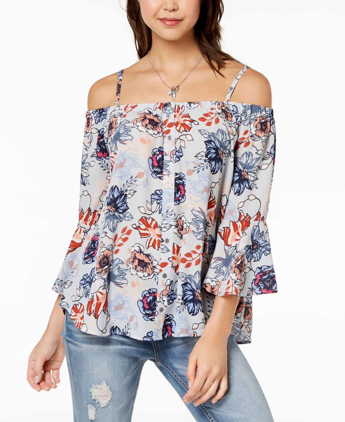 Juniors' Cold-Shoulder Top