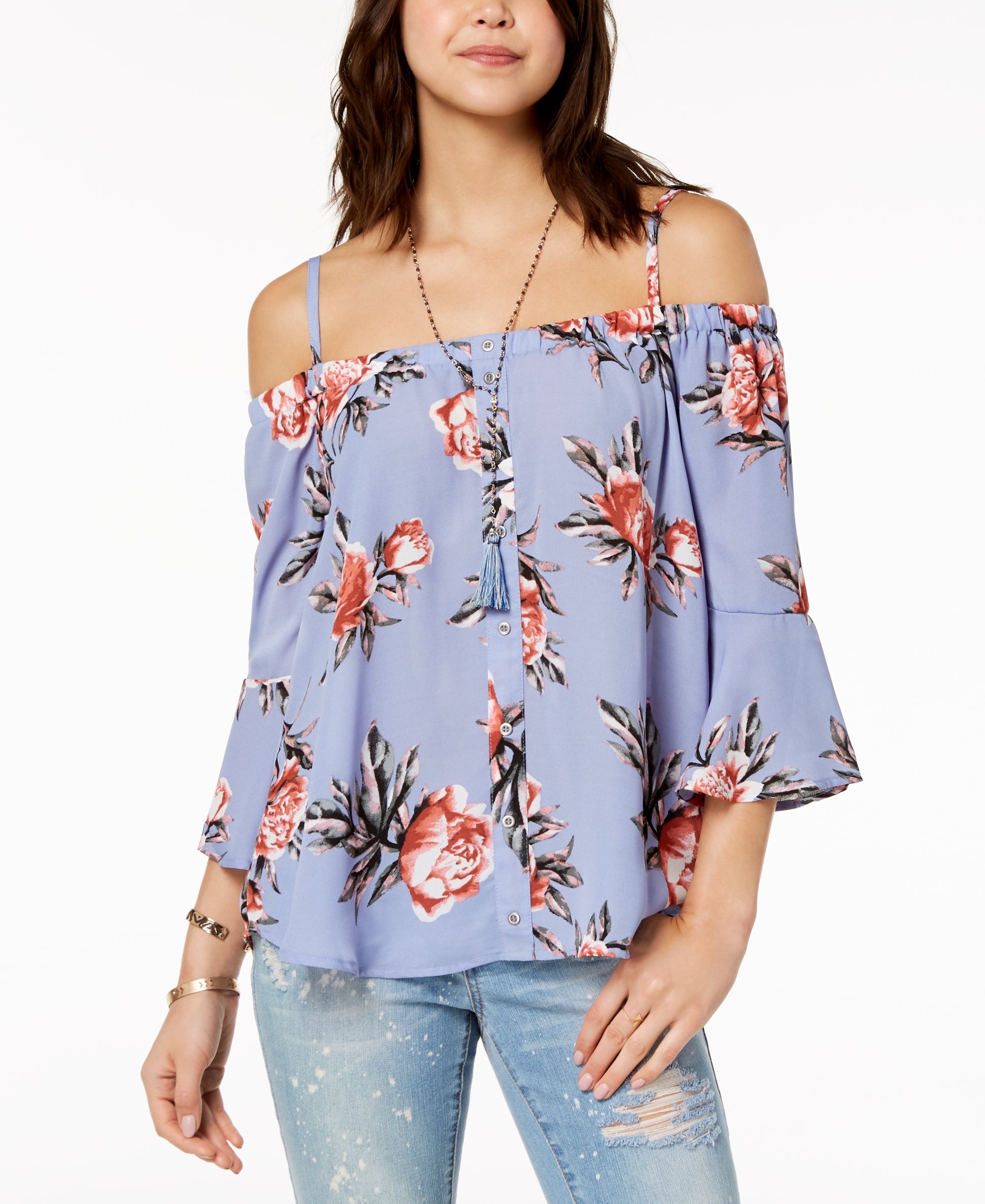 Juniors' Cold-Shoulder Top