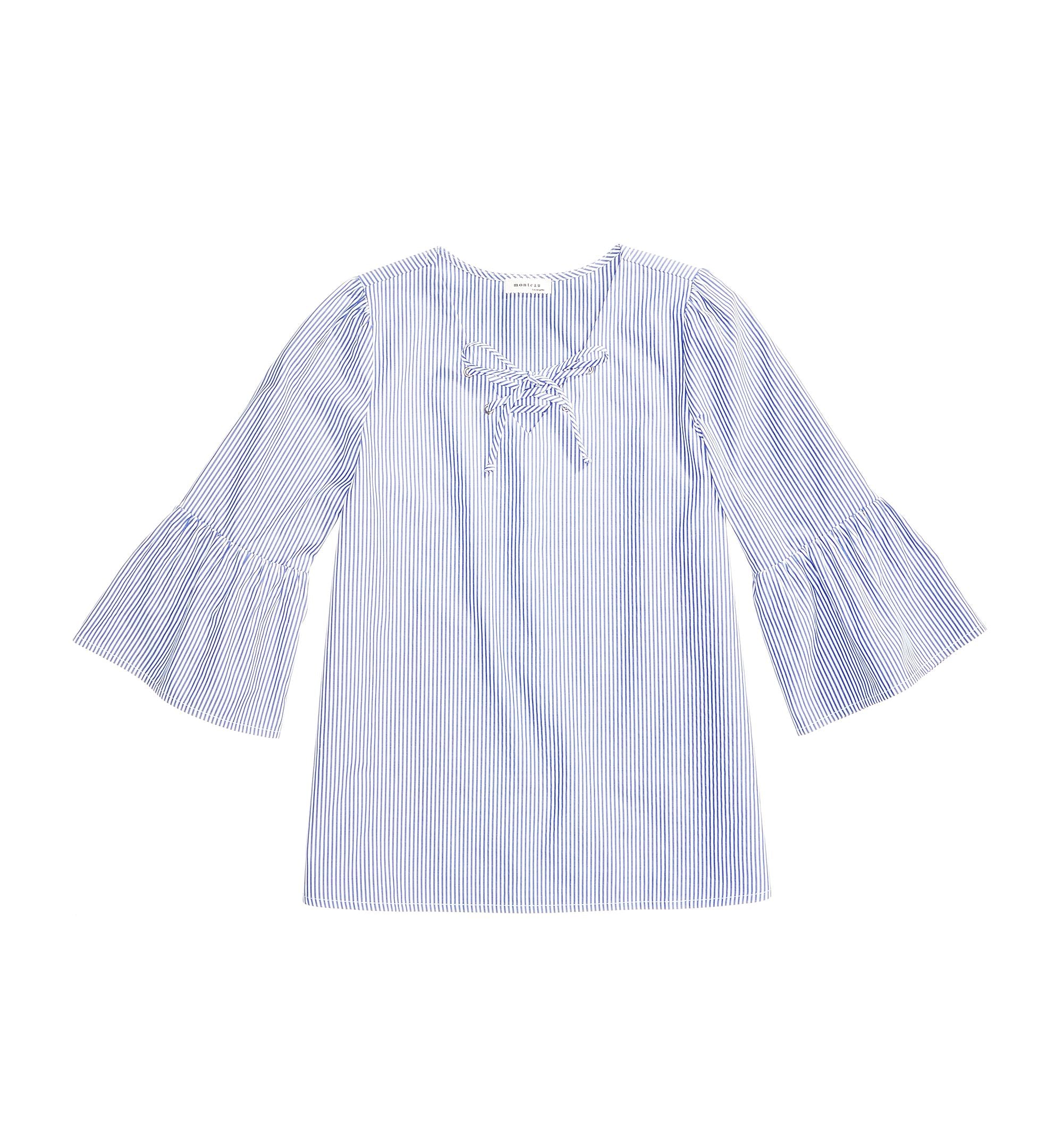 Monteau Striped Bell Sleeve Lace Up Top Big Girls